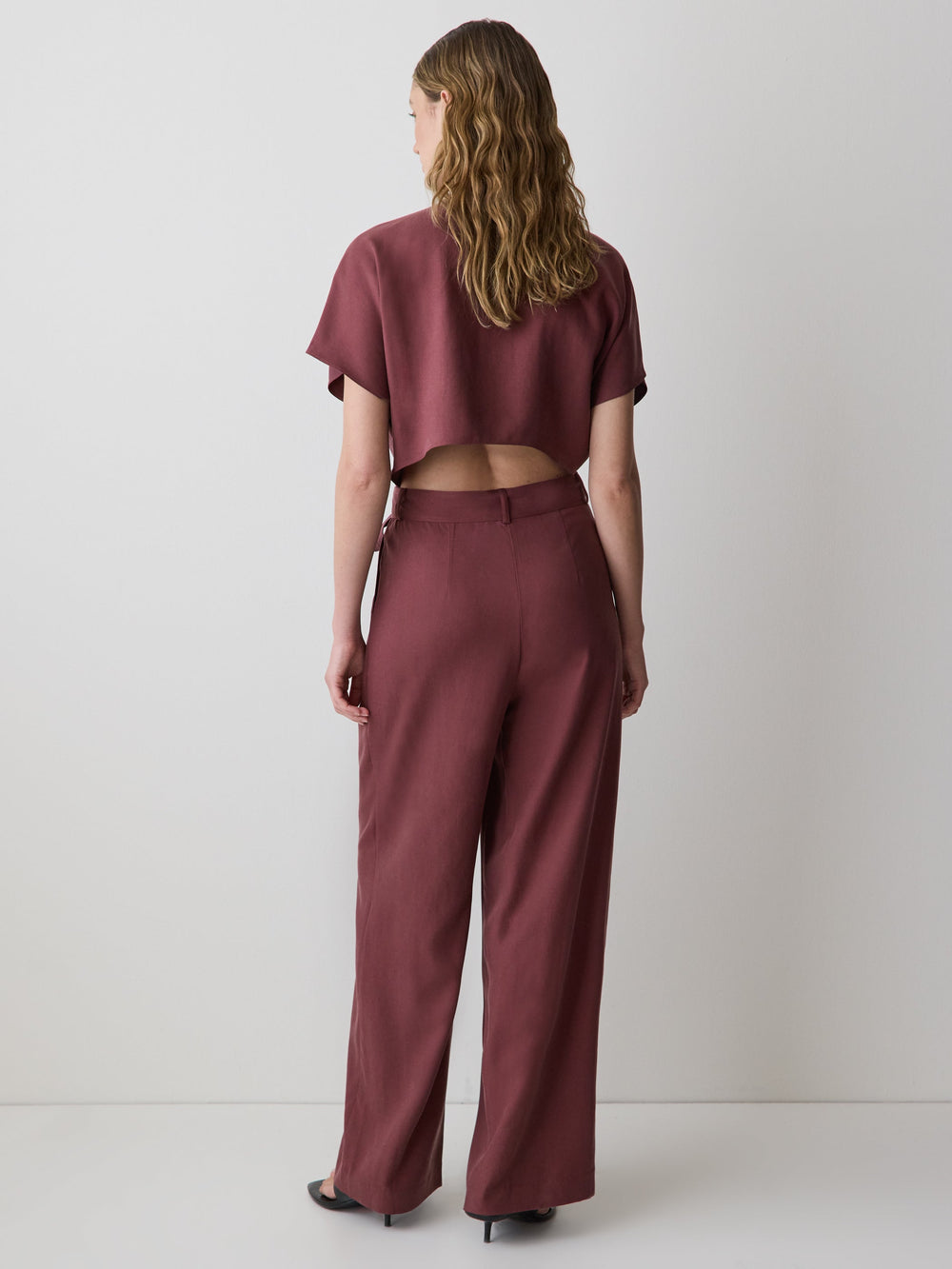 Short-Sleeve Wide-Leg Jumpsuit with Cut-Out Detail rw&co Exclusive Sale Price