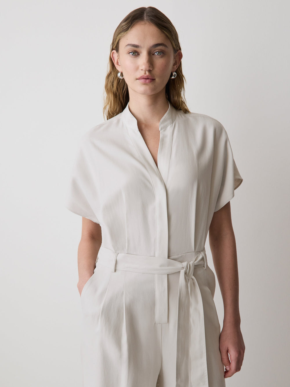Short-Sleeve Wide-Leg Jumpsuit with Cut-Out Detail rw&co Exclusive Sale Price