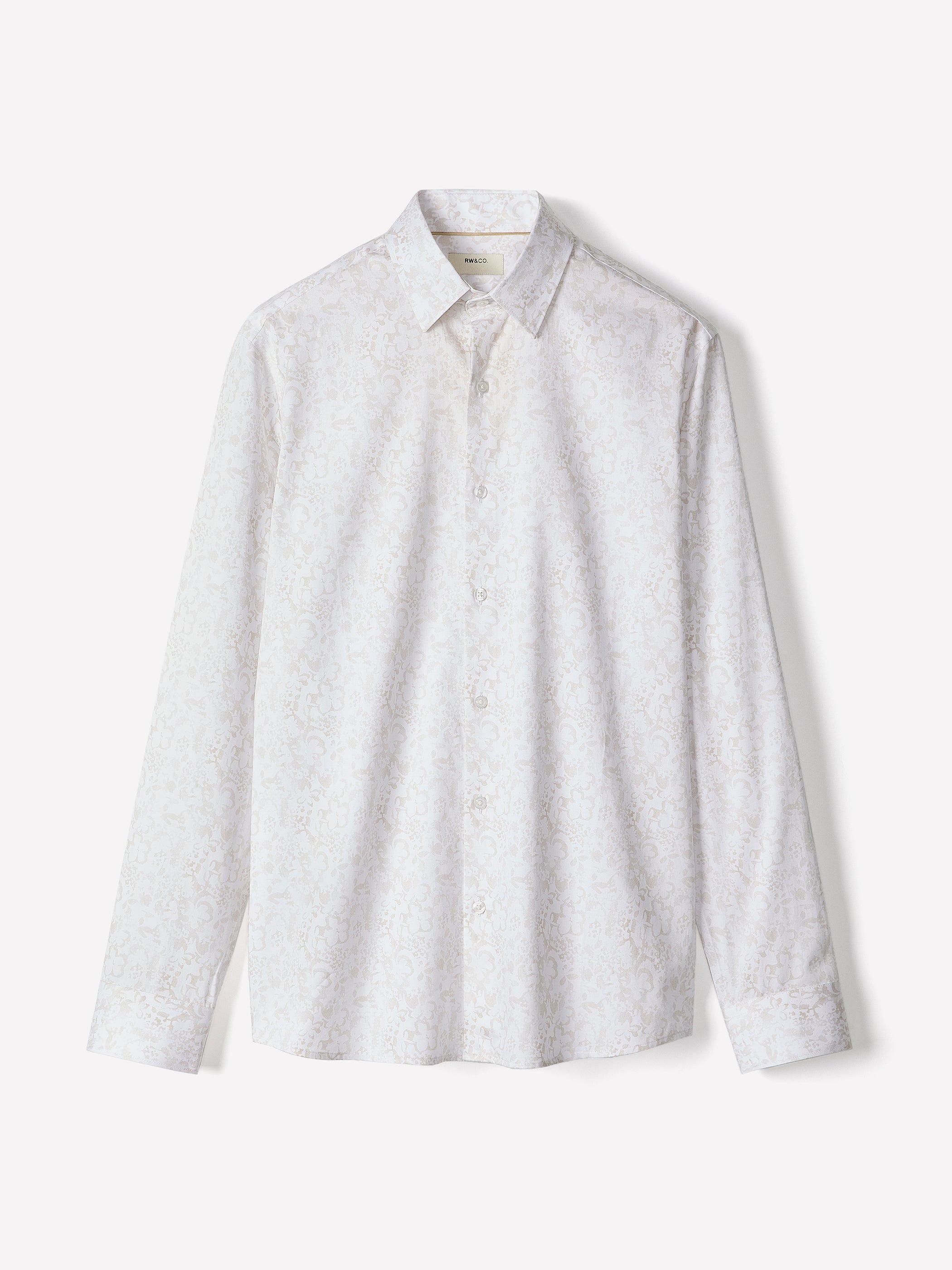Regular-Fit Dress Shirt with Abstract Floral Pattern rw&co Limited Time Discount