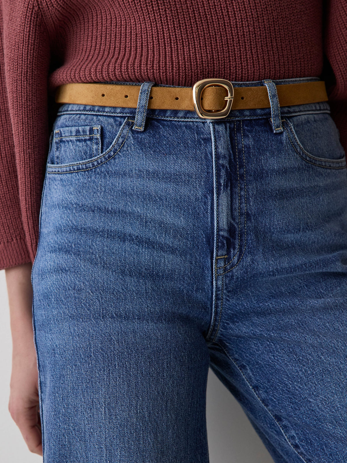 Suede Belt with Sculptural Buckle rw&co Special Offer