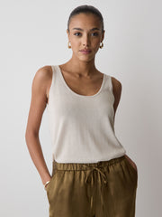 Linen-Blend U-Neck Loose Tank rw&co On Sale
