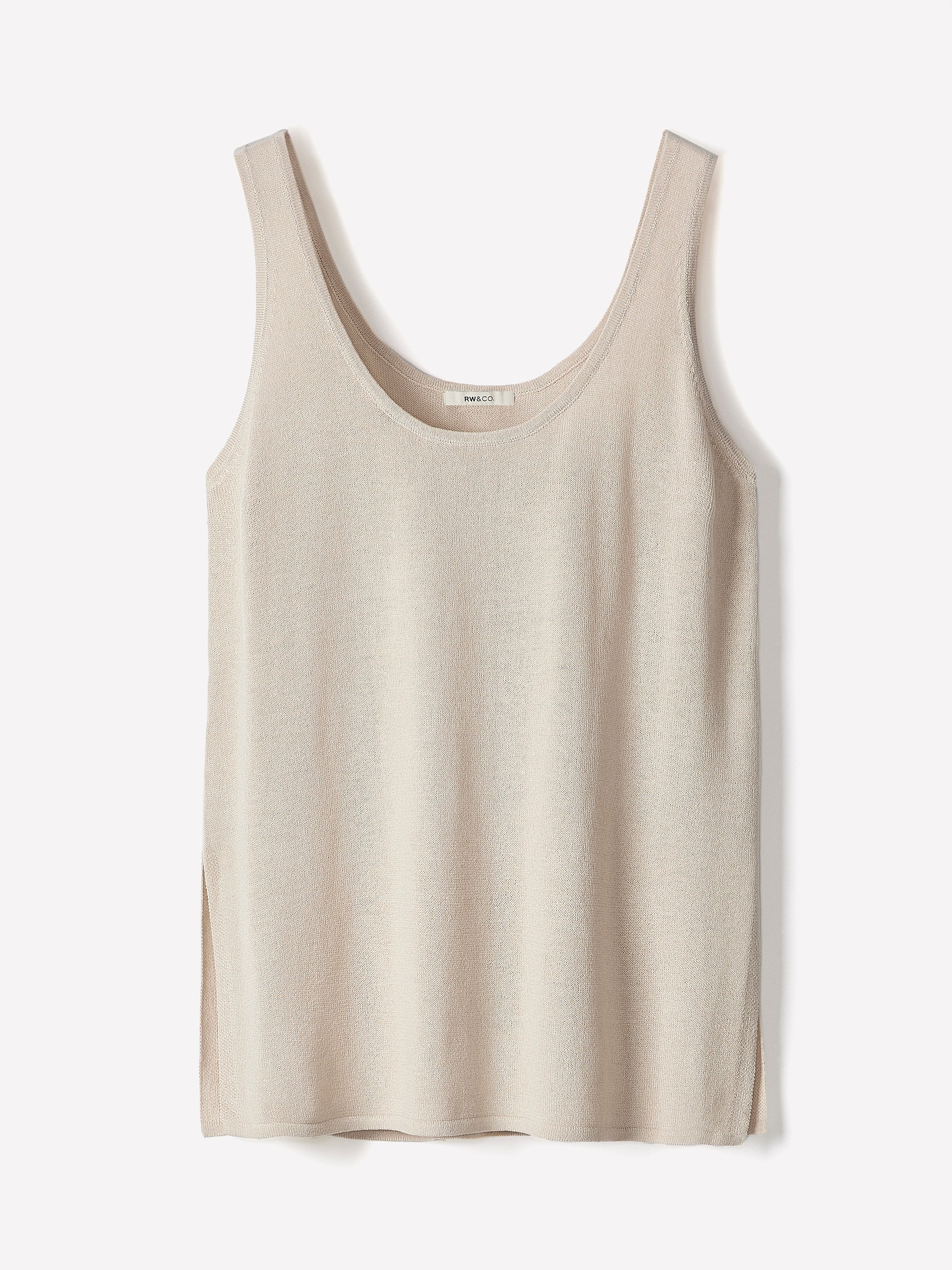 Linen-Blend U-Neck Loose Tank rw&co On Sale