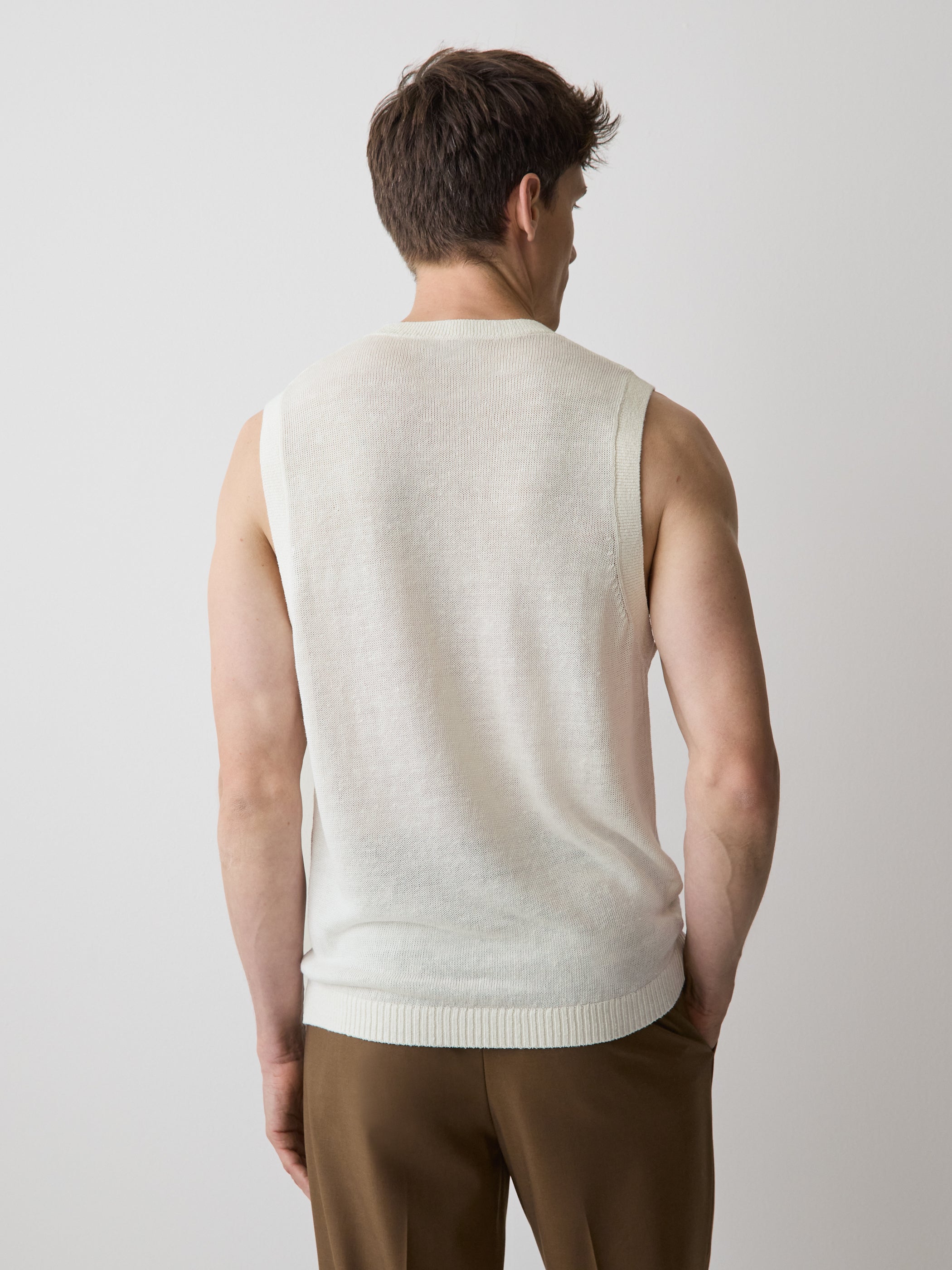 Linen-Blend Sleeveless Crew-Neck Sweater rw&co Limited Time Discount