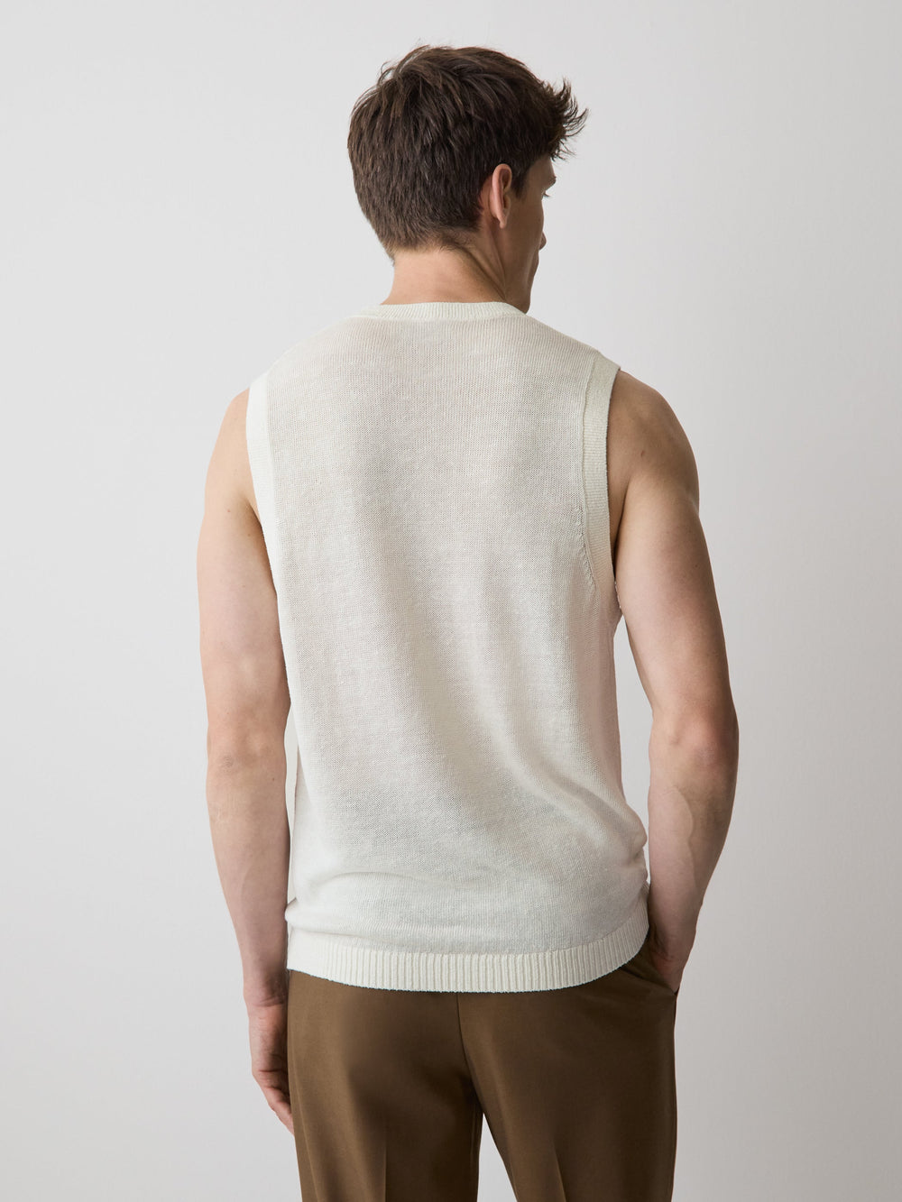 Linen-Blend Sleeveless Crew-Neck Sweater rw&co Limited Time Discount
