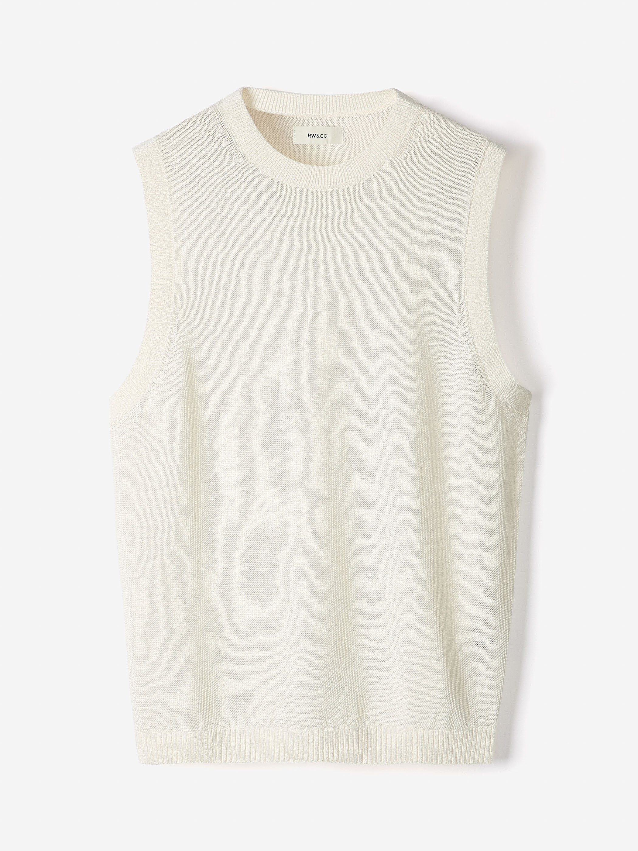 Linen-Blend Sleeveless Crew-Neck Sweater rw&co Limited Time Discount