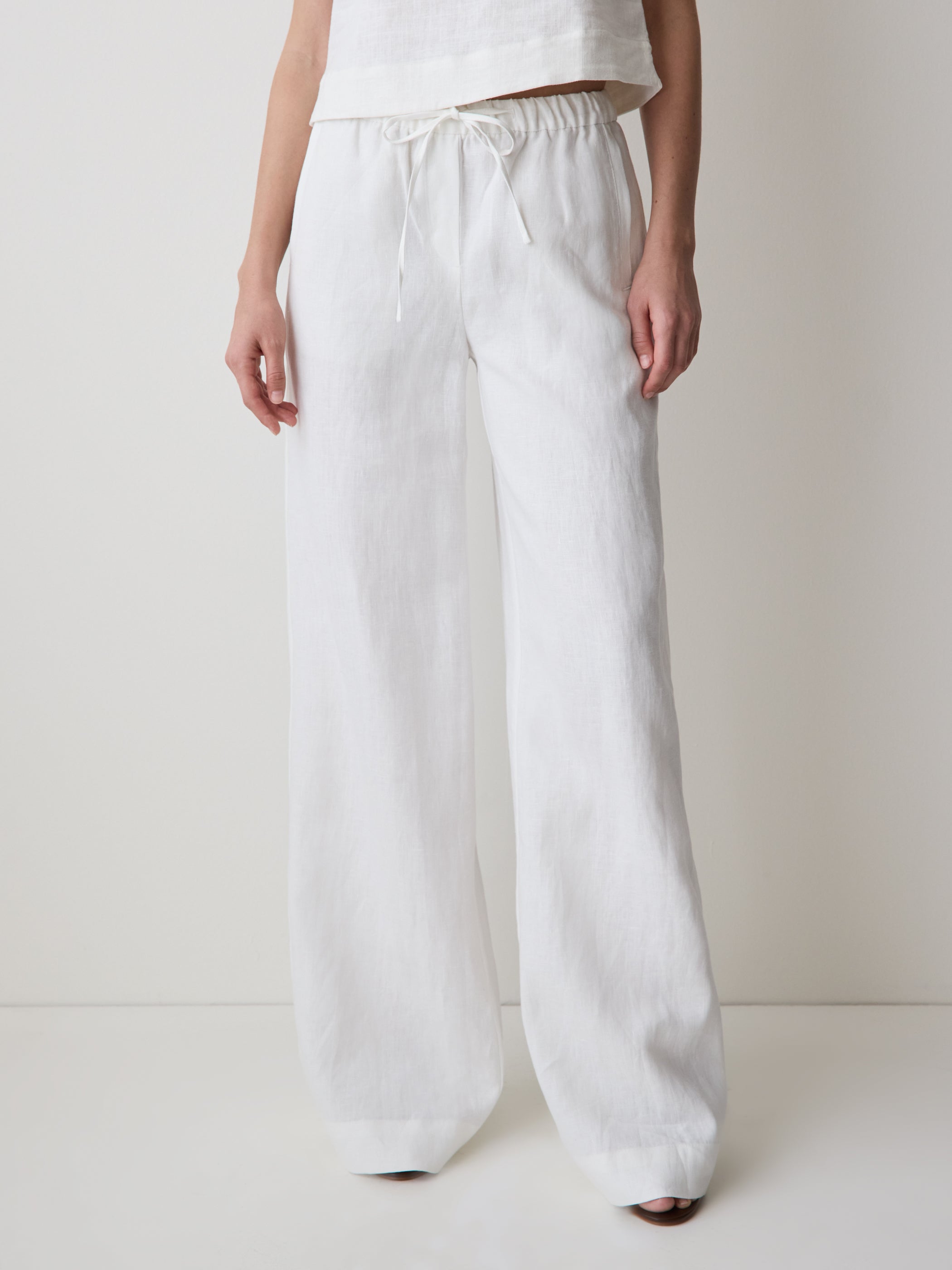 Linen Mid-Rise Wide-Leg Pant rw&co Great Value Deal