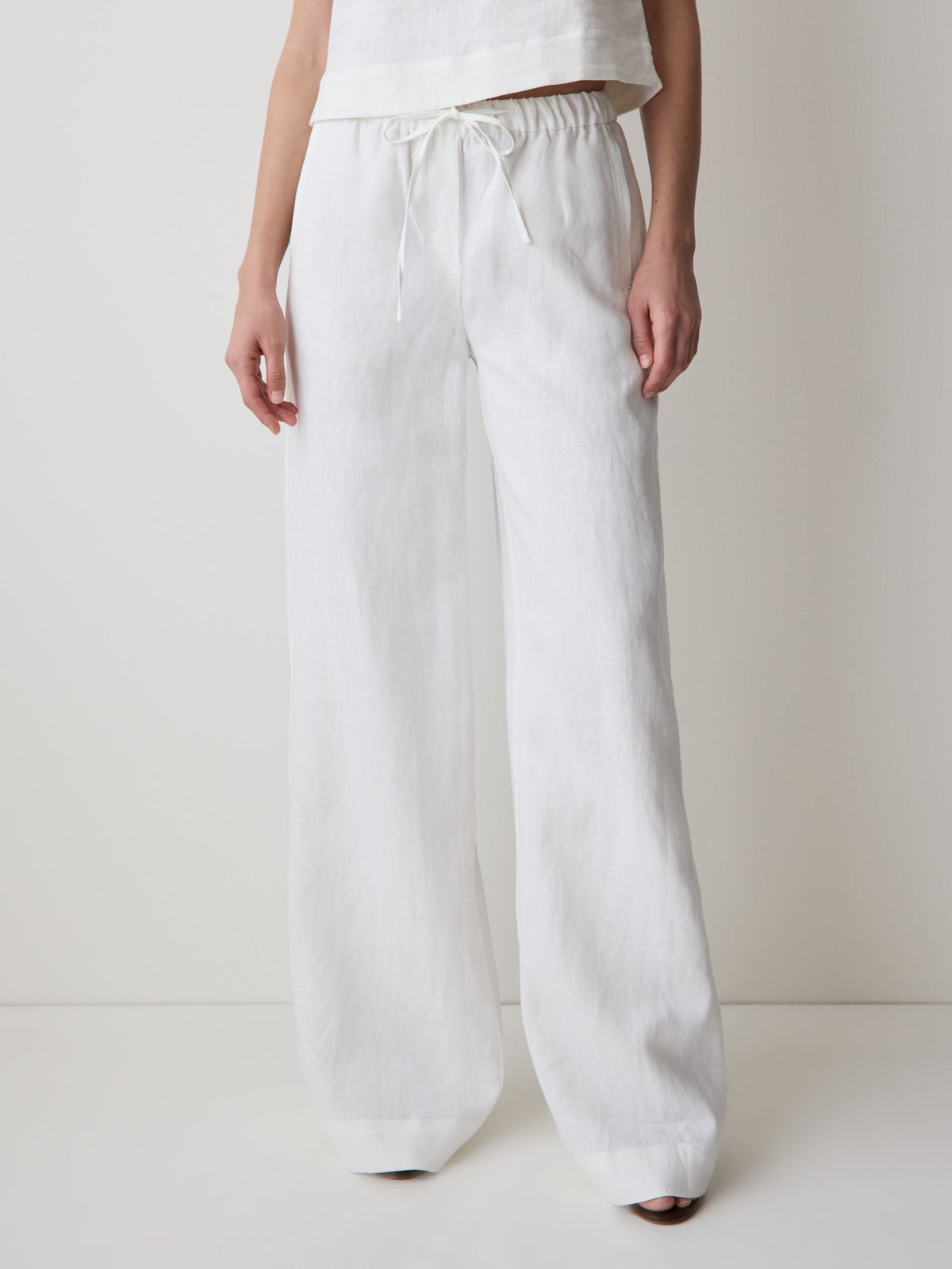 Linen Mid-Rise Wide-Leg Pant rw&co Great Value Deal