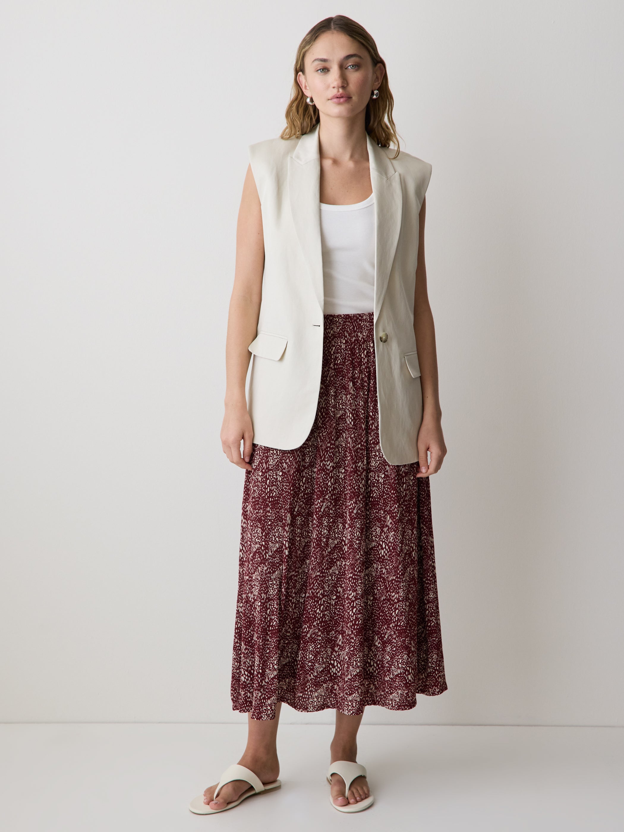 High-Rise Flare Midi Skirt rw&co Limited Time Discount