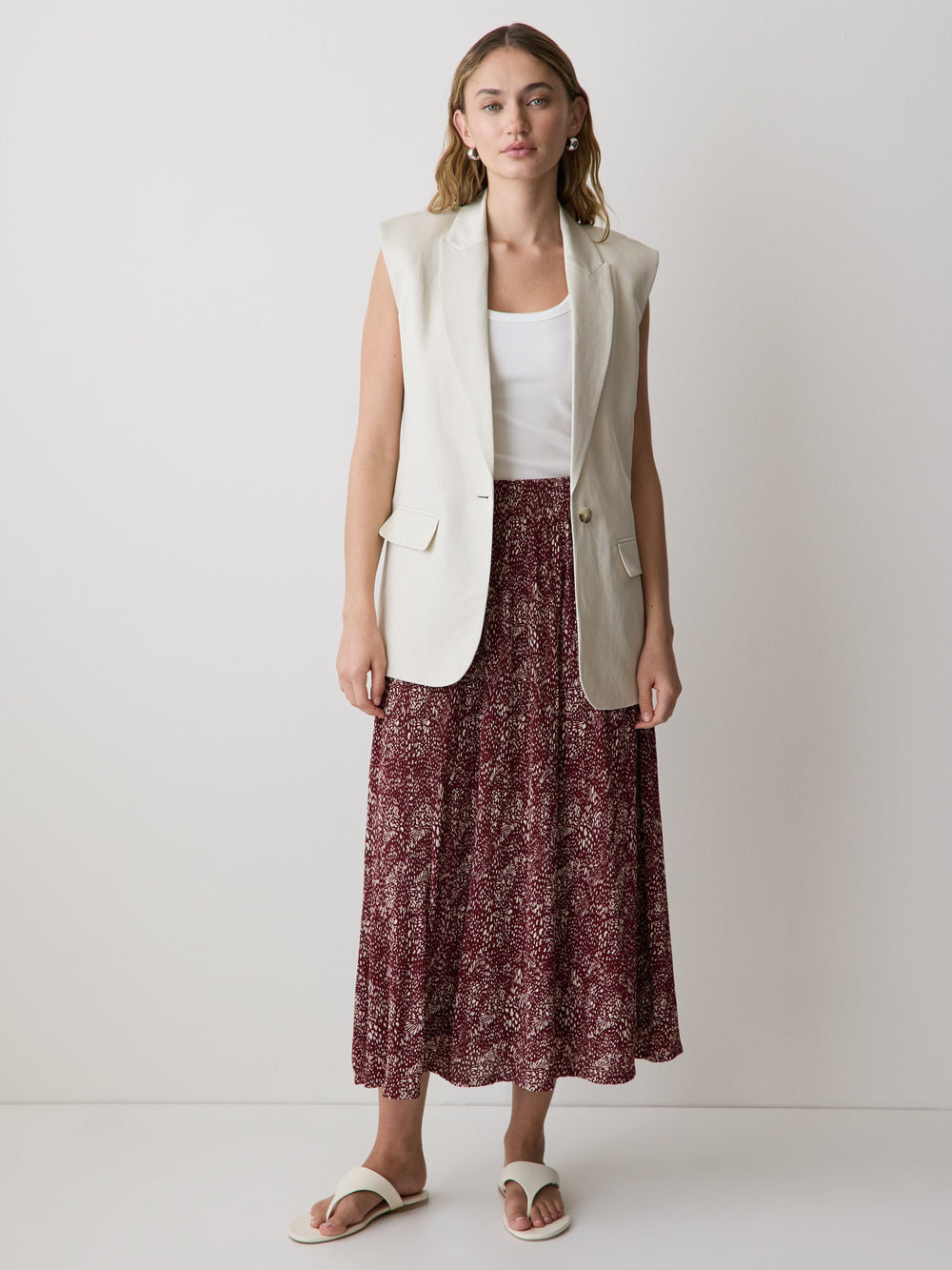 High-Rise Flare Midi Skirt rw&co Limited Time Discount