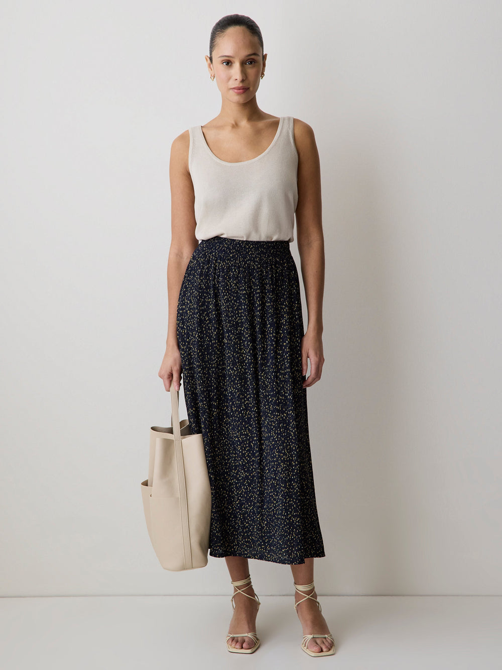 High-Rise Flare Midi Skirt rw&co Limited Time Discount