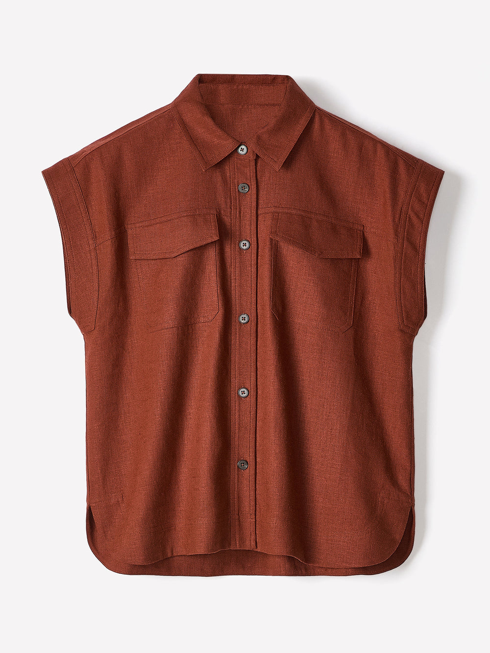 Linen-Blend Extended-Sleeve Blouse with Shirt Collar rw&co Special Promo Price