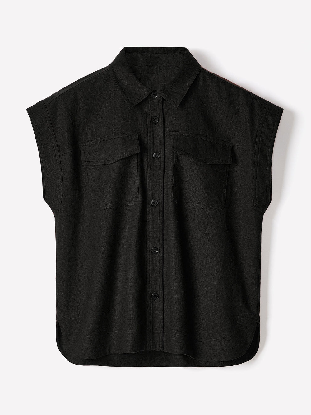 Linen-Blend Extended-Sleeve Blouse with Shirt Collar rw&co Special Promo Price