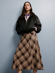 High-Rise A-Line Midi Skirt with Cinched Knotted Detail rw&co On Sale