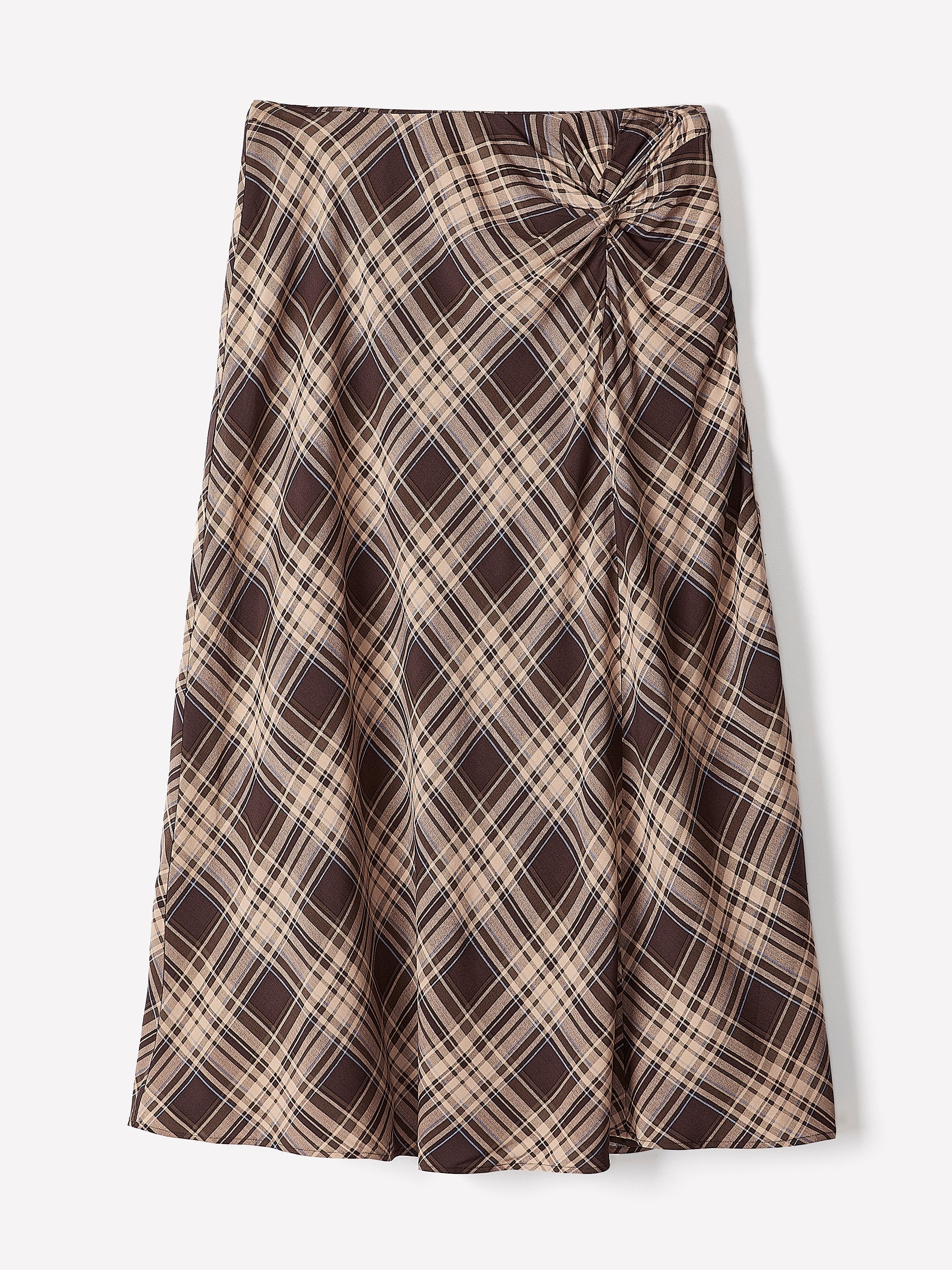 High-Rise A-Line Midi Skirt with Cinched Knotted Detail rw&co On Sale