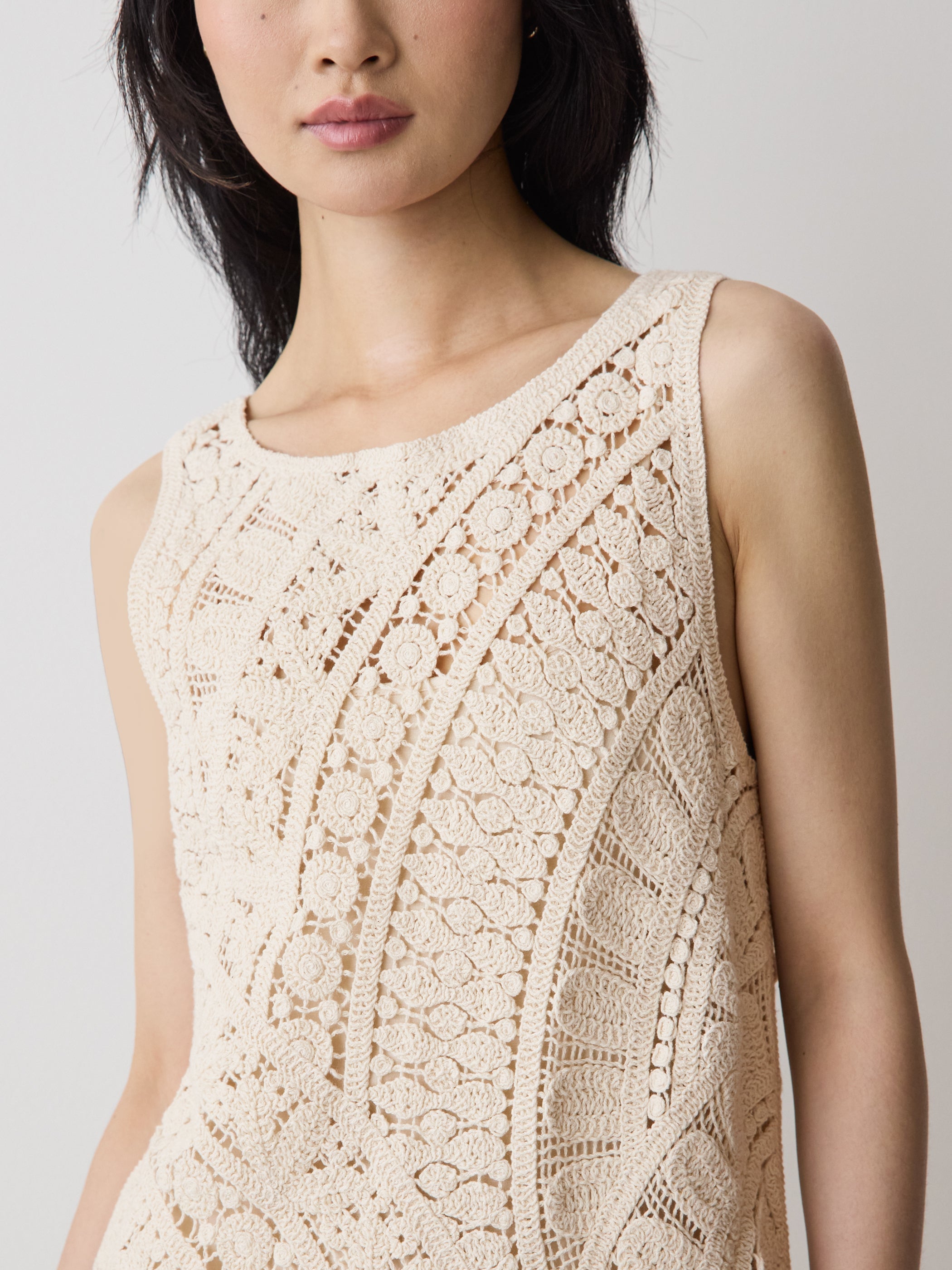 Sleeveless Crochet Mini Dress rw&co On Sale