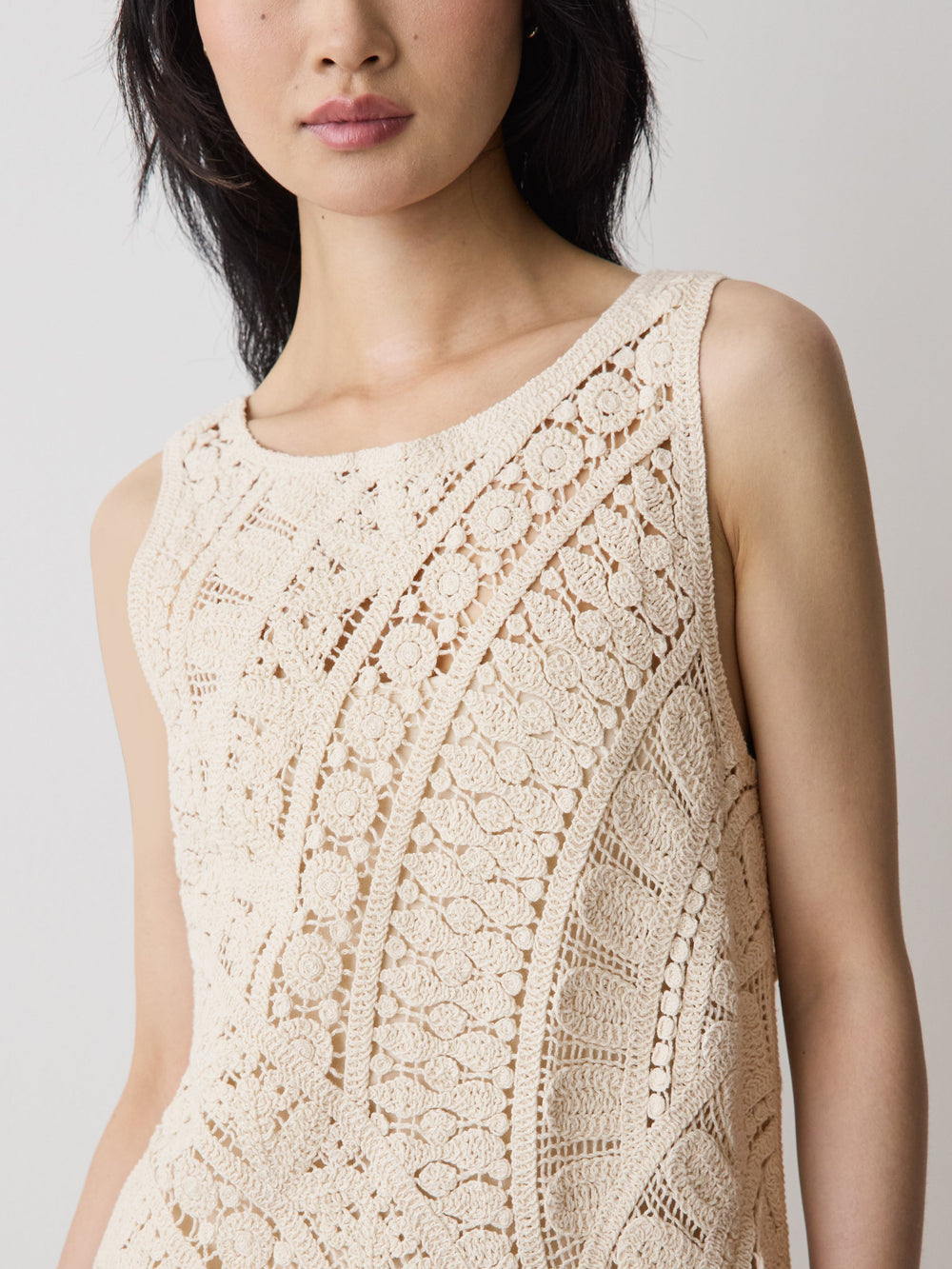 Sleeveless Crochet Mini Dress rw&co On Sale