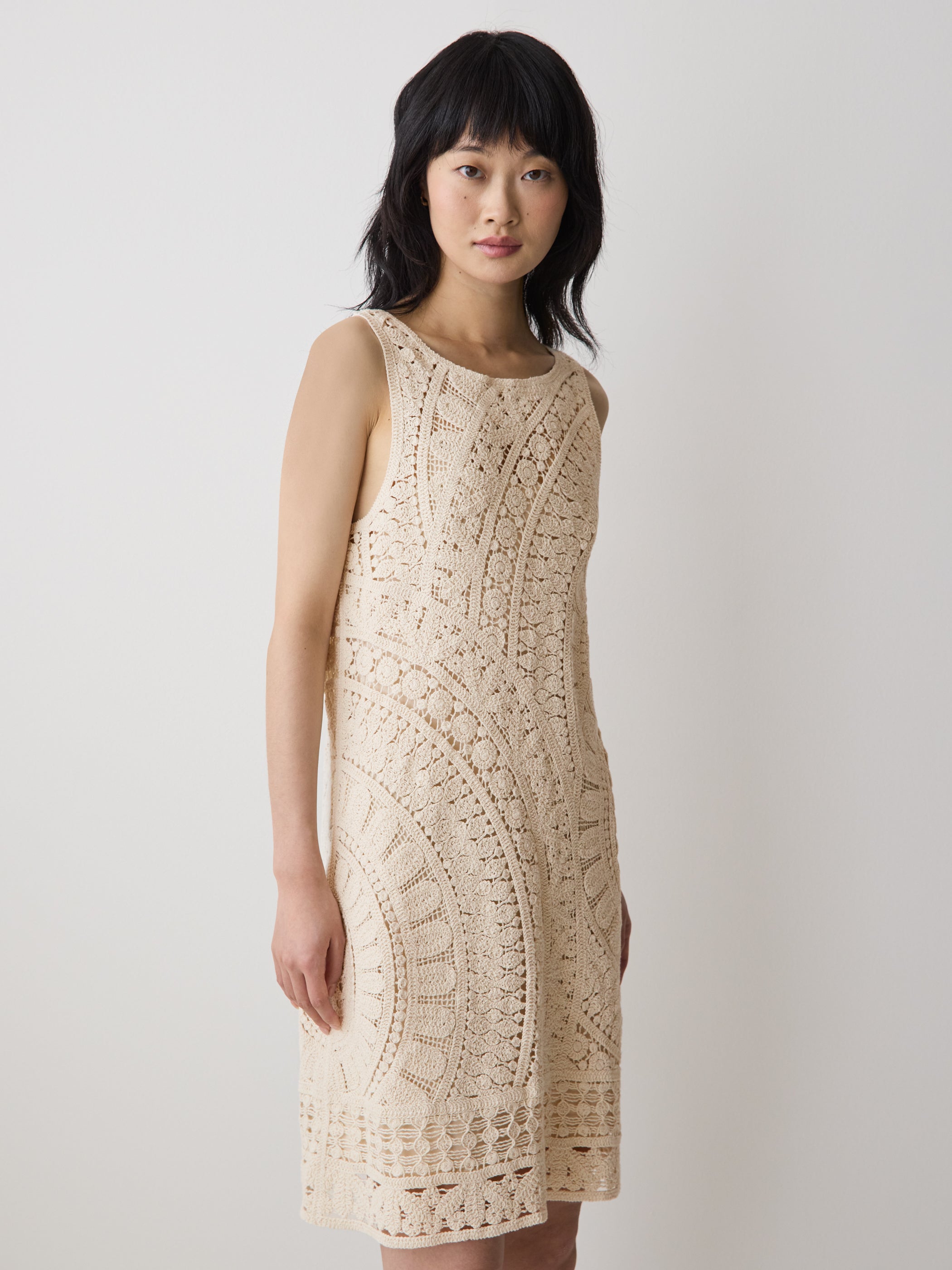 Sleeveless Crochet Mini Dress rw&co On Sale