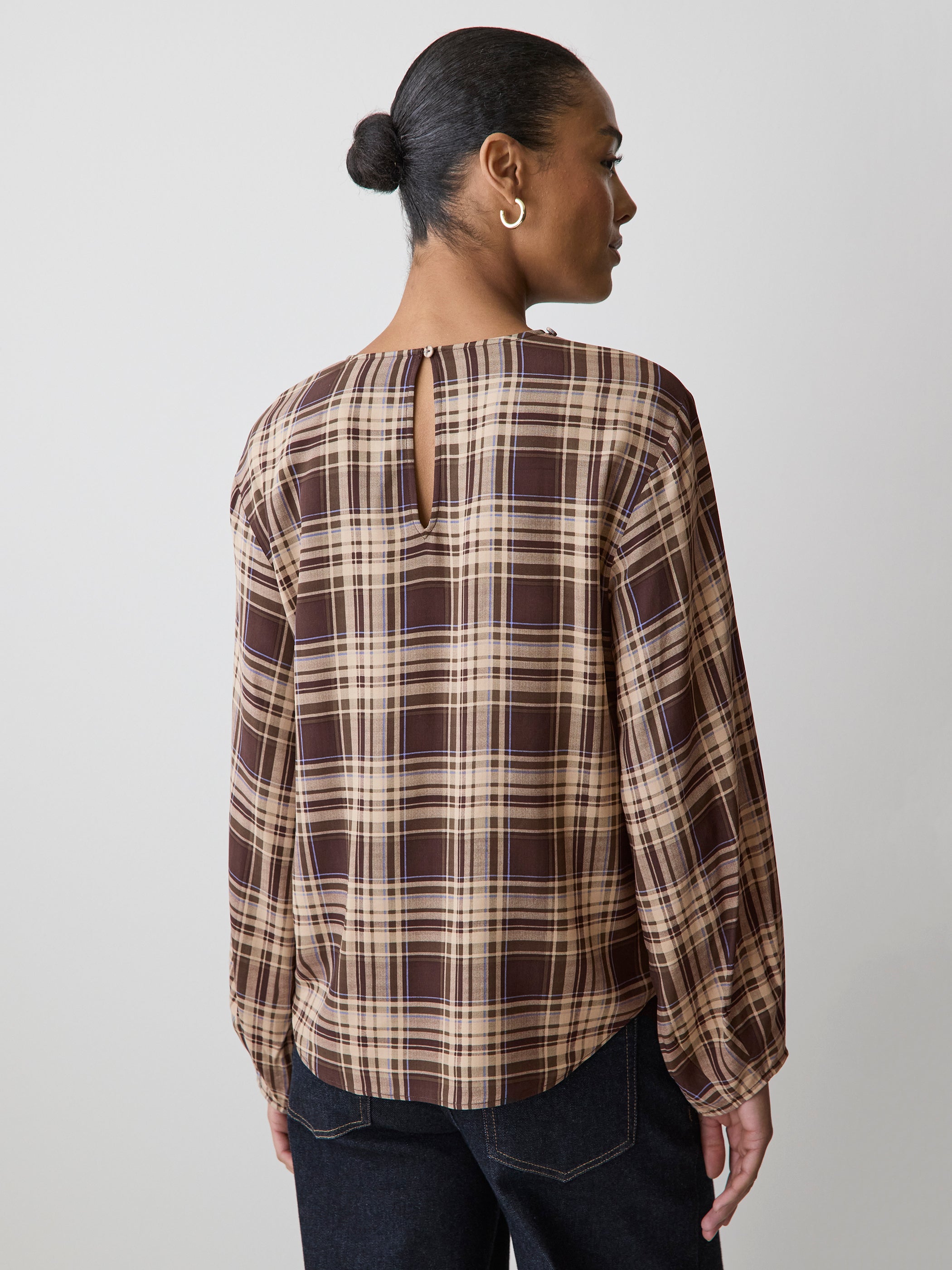 Long-Sleeve Popover Blouse with Scarf Neckline rw&co Great Value Deal