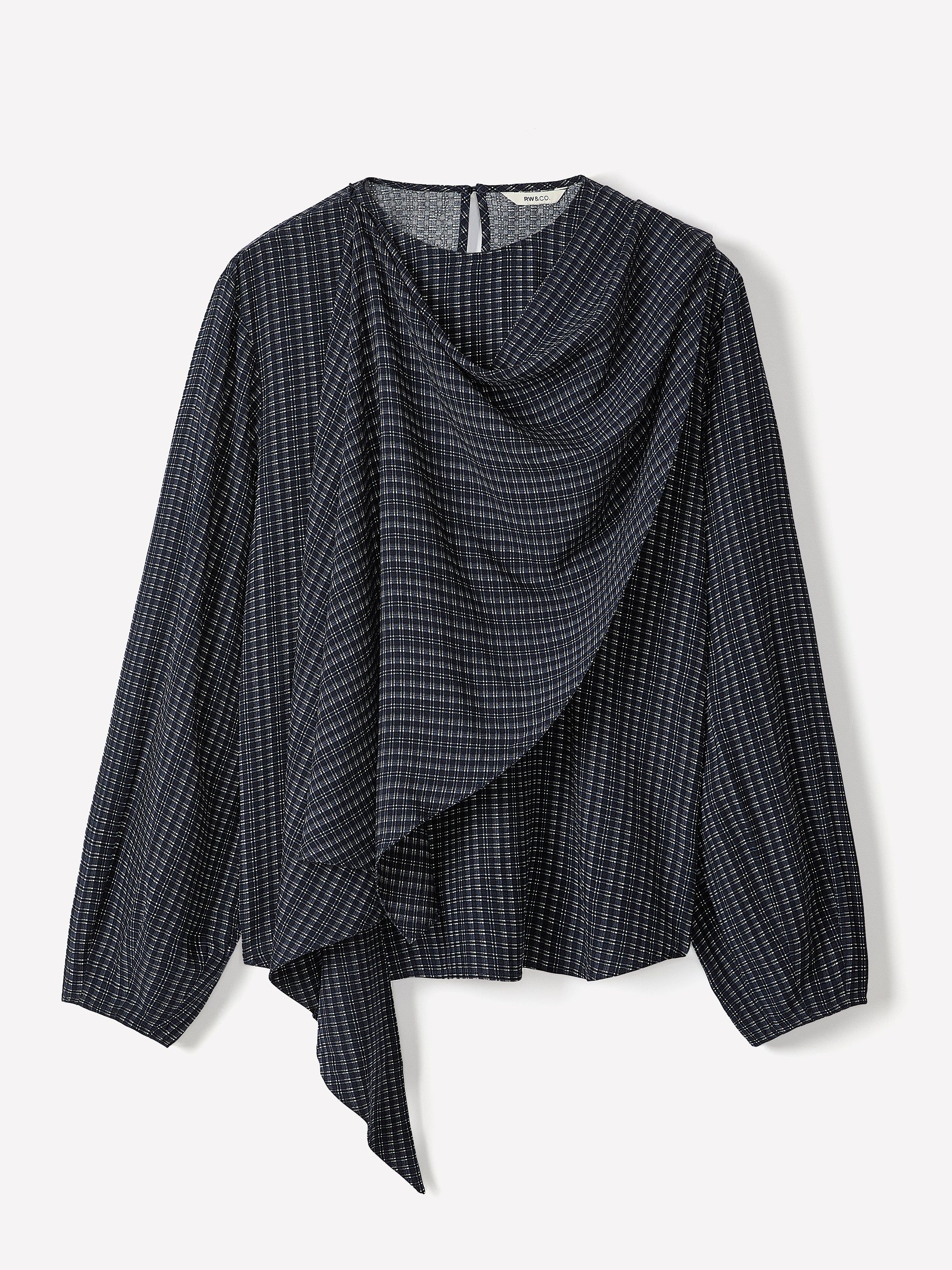 Long-Sleeve Popover Blouse with Scarf Neckline rw&co Great Value Deal