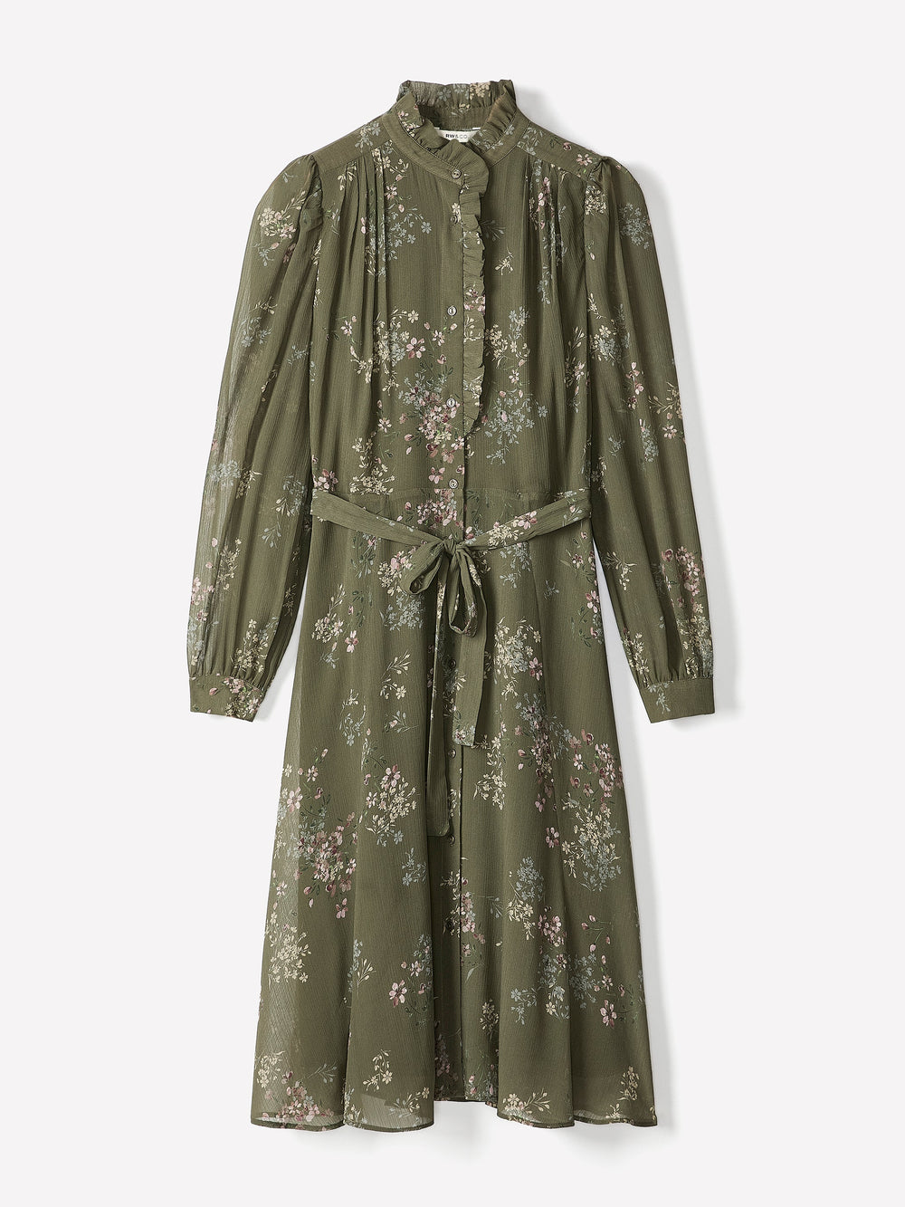 Long-Sleeve Mock-Neck Buttoned-Down Midi Dress rw&co Special Promo Price