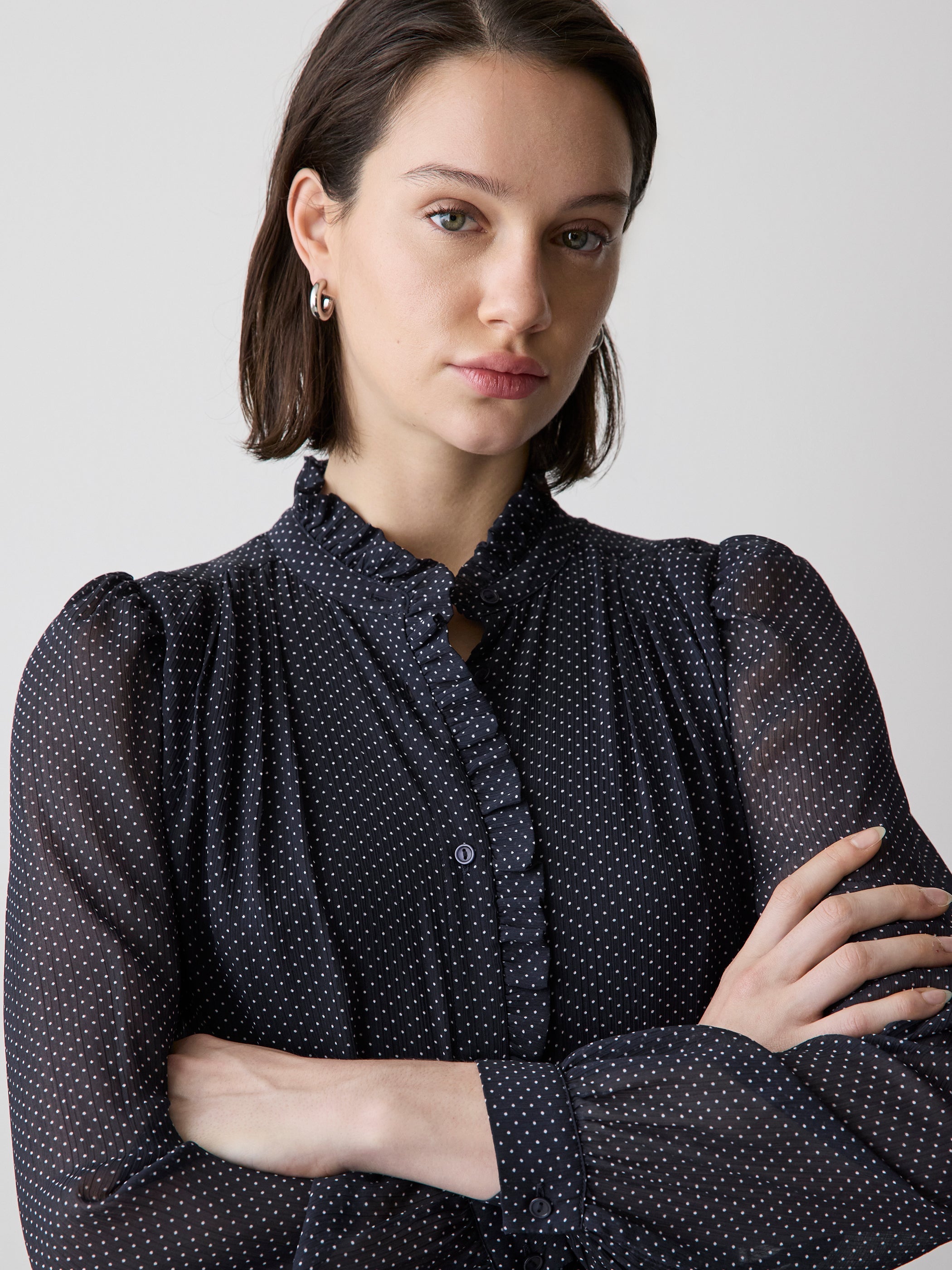 Long-Sleeve Mock-Neck Buttoned-Down Midi Dress rw&co Special Promo Price