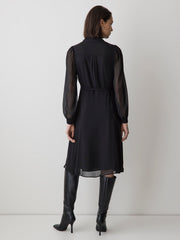 Long-Sleeve Mock-Neck Buttoned-Down Midi Dress rw&co Special Promo Price