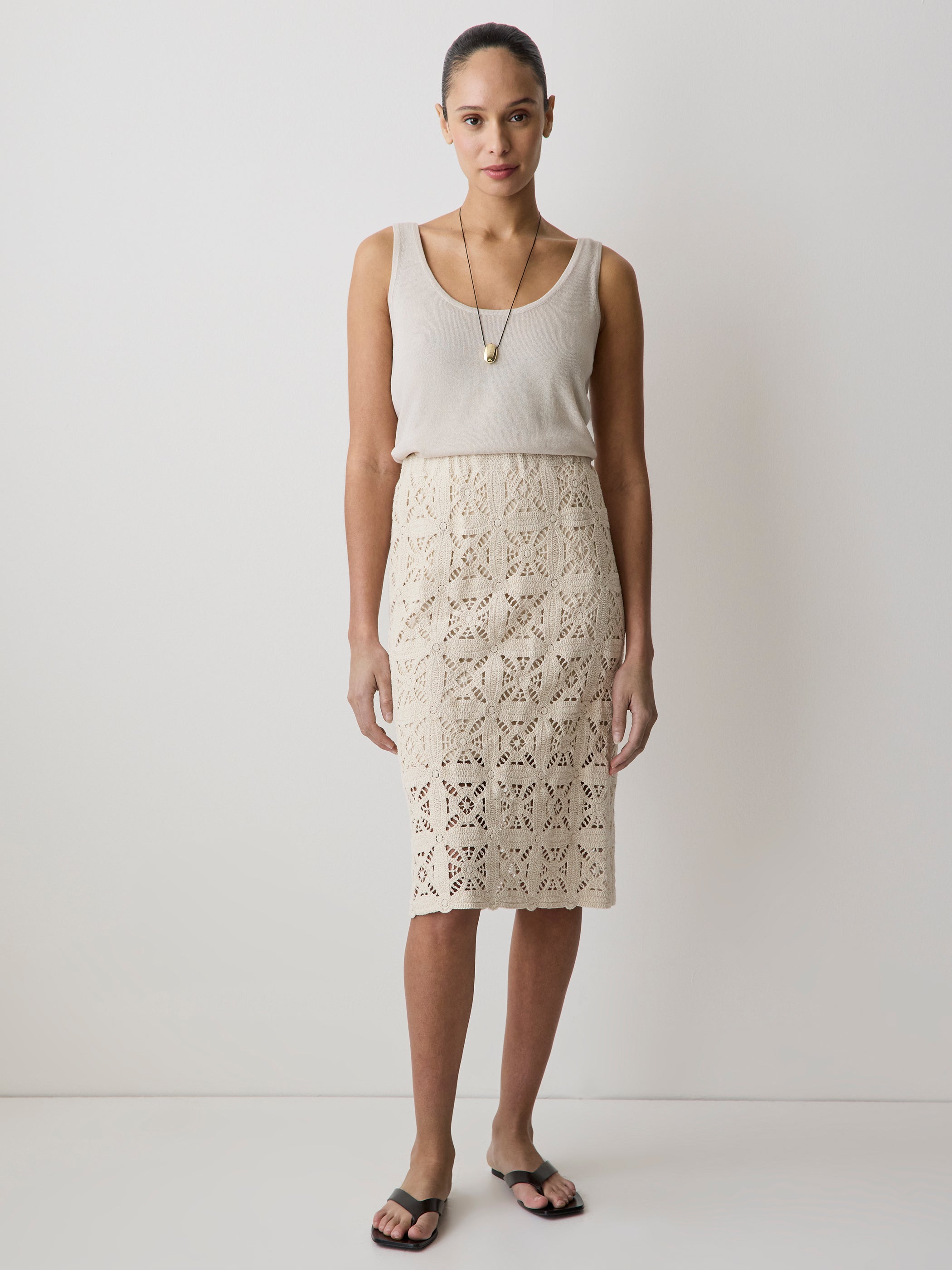 Straight Crochet Midi Skirt rw&co Limited Time Discount