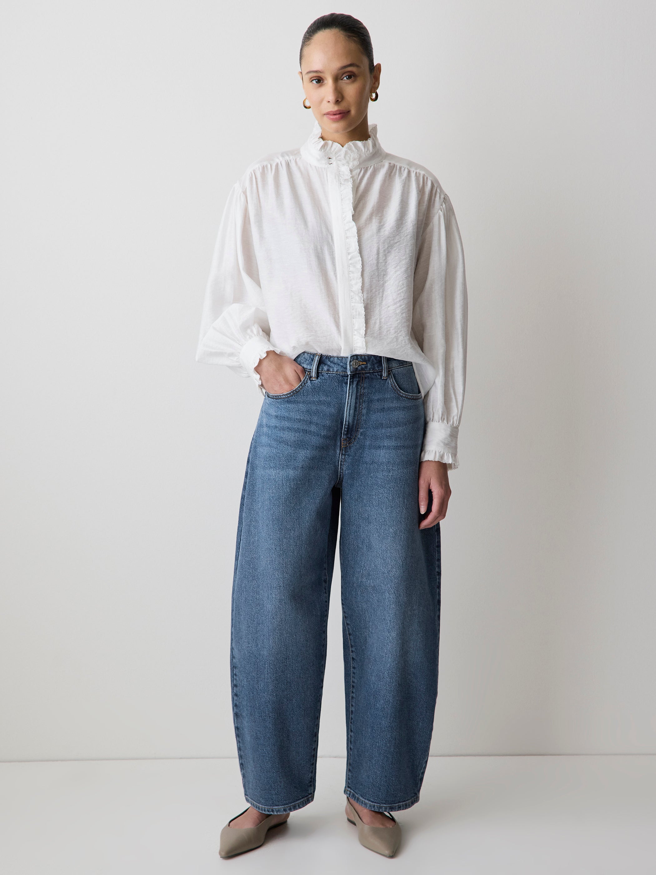 High-Rise Barrel Jeans rw&co Special Promo Price