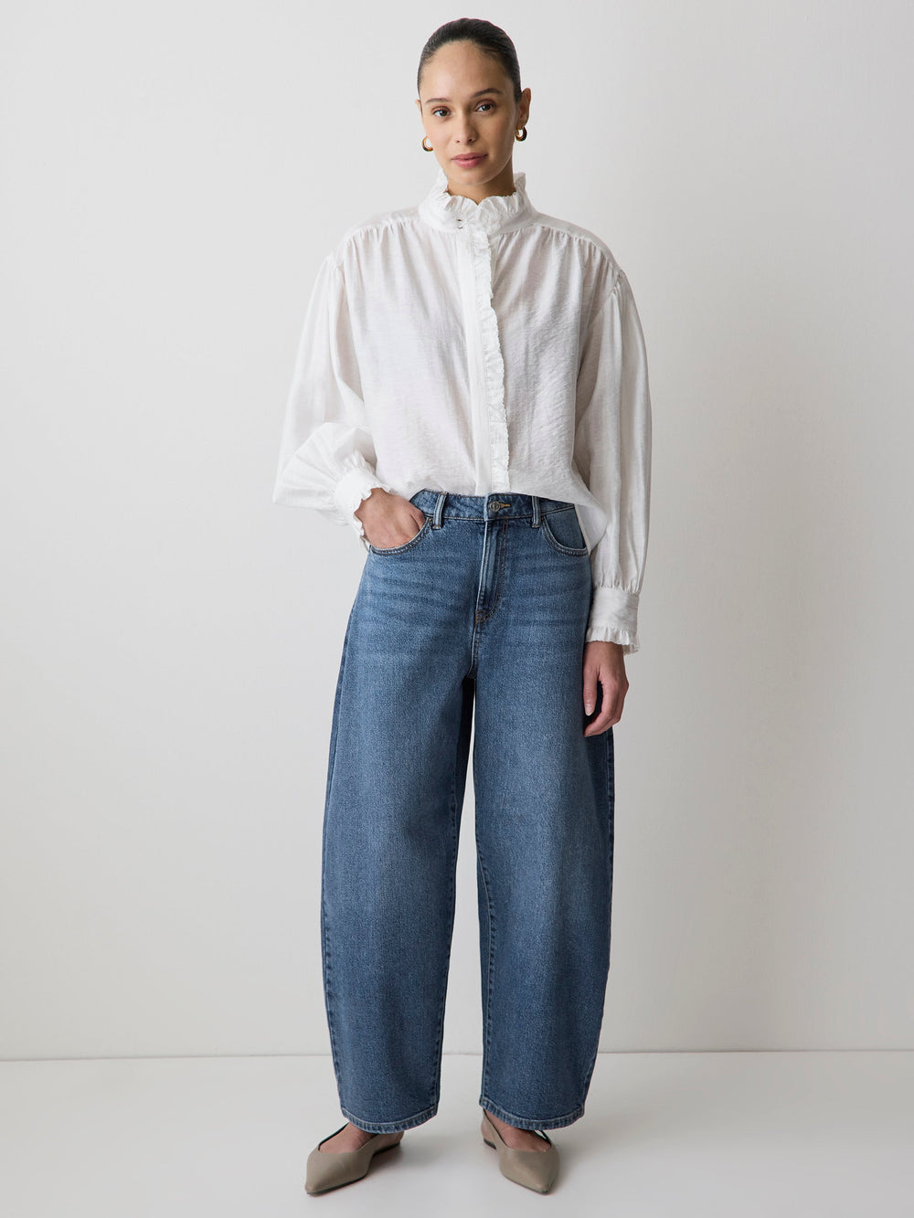 High-Rise Barrel Jeans rw&co Special Promo Price