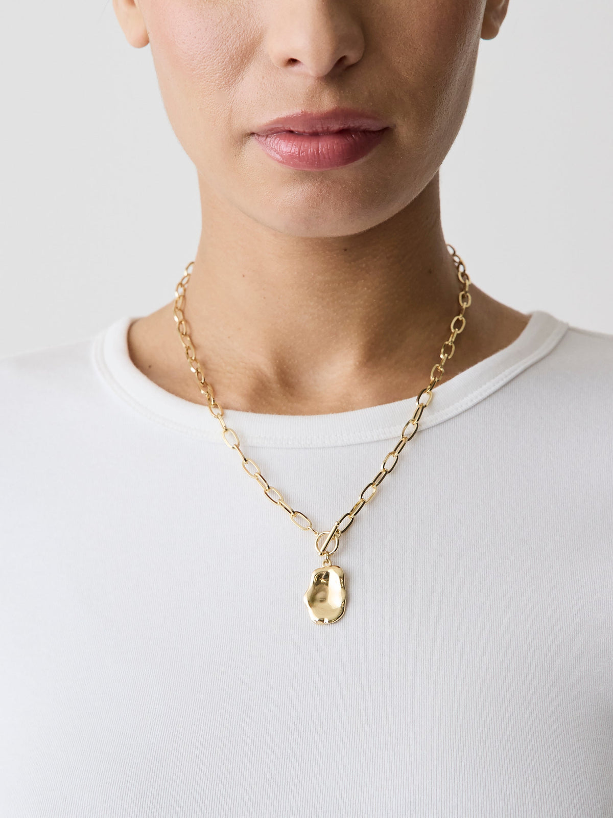 Stainless Steel Necklace with Organic Pendant rw&co Great Value Deal