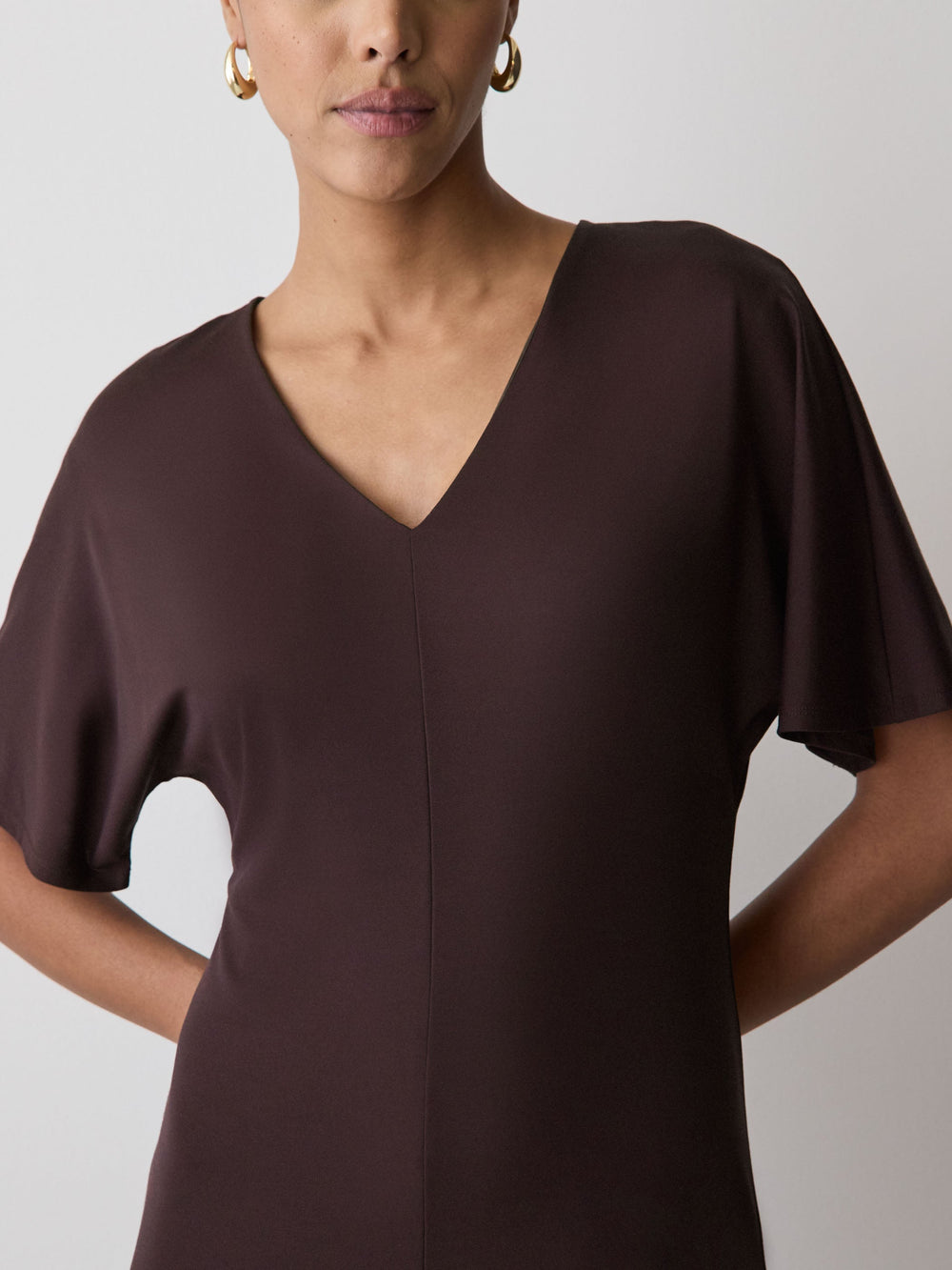 Short-Sleeve V-Neck Midi Dress rw&co Limited Time Discount