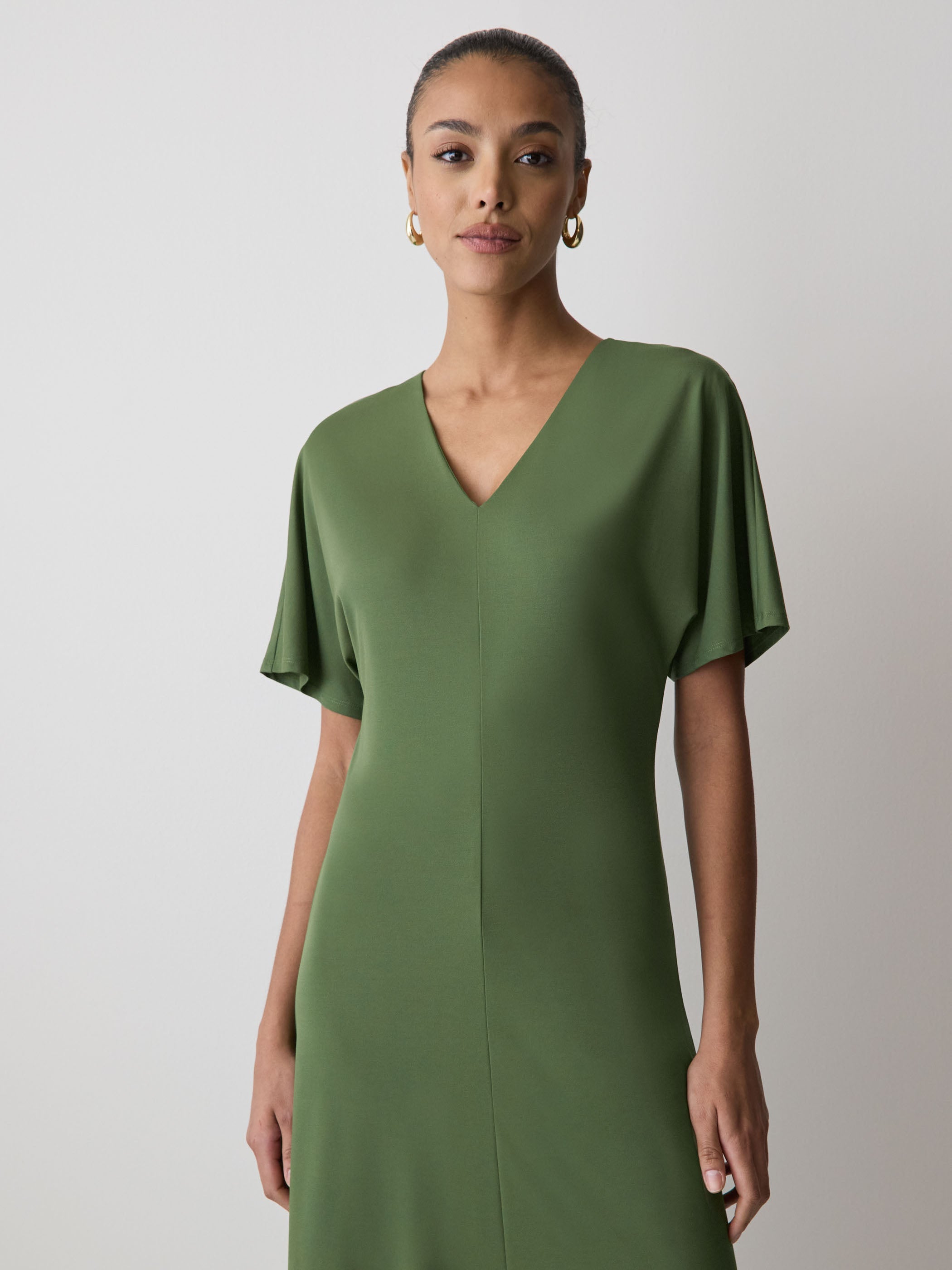 Short-Sleeve V-Neck Midi Dress rw&co Limited Time Discount