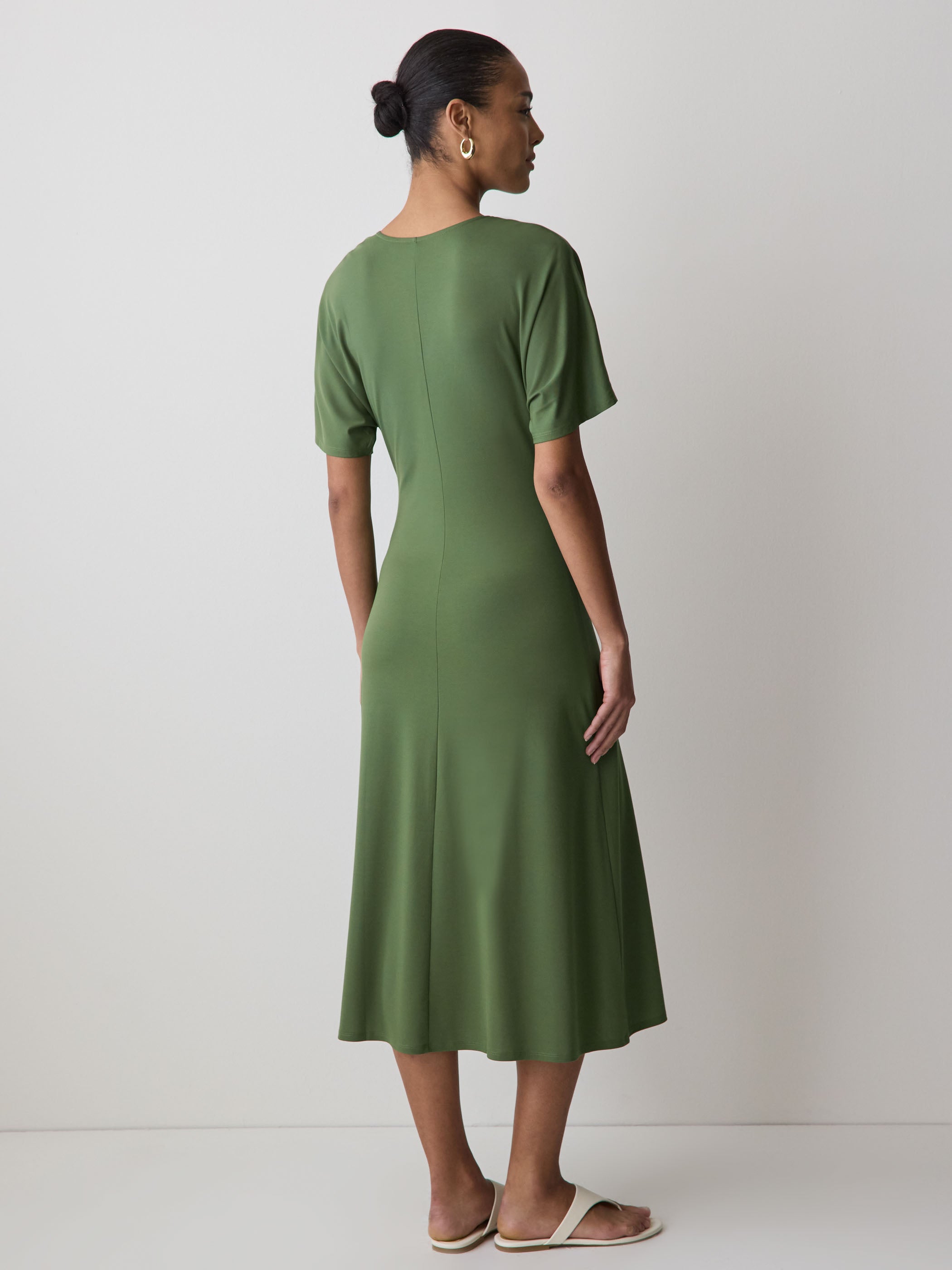 Short-Sleeve V-Neck Midi Dress rw&co Limited Time Discount
