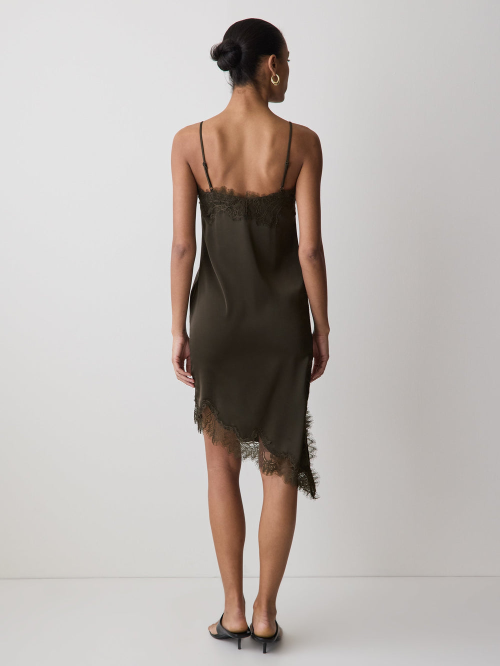 Satin Sleeveless Midi Dress with Lace Trims rw&co Limited Time Discount