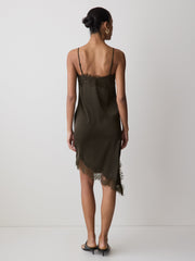 Satin Sleeveless Midi Dress with Lace Trims rw&co Limited Time Discount