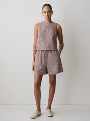 Linen-Blend Mid-Rise Pull-On Short rw&co On Sale