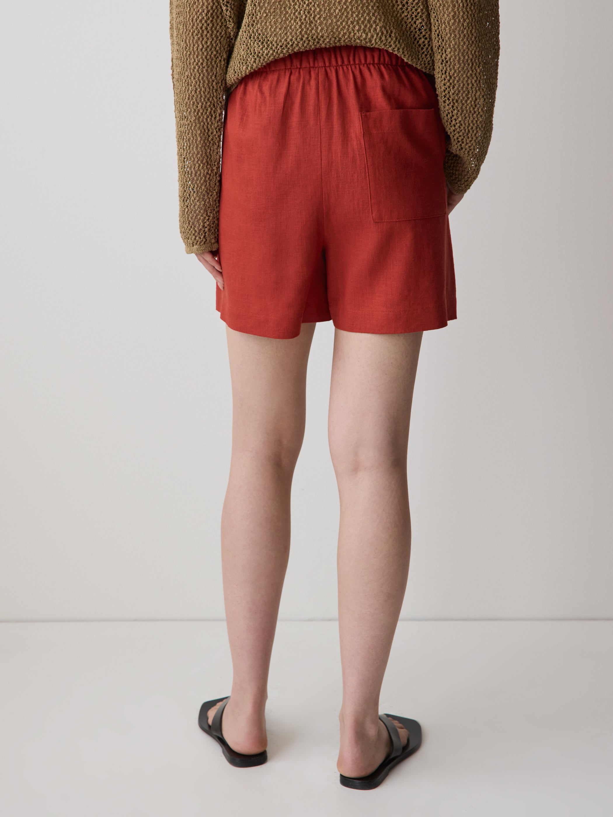 Linen-Blend Mid-Rise Pull-On Short rw&co Exclusive Sale Price