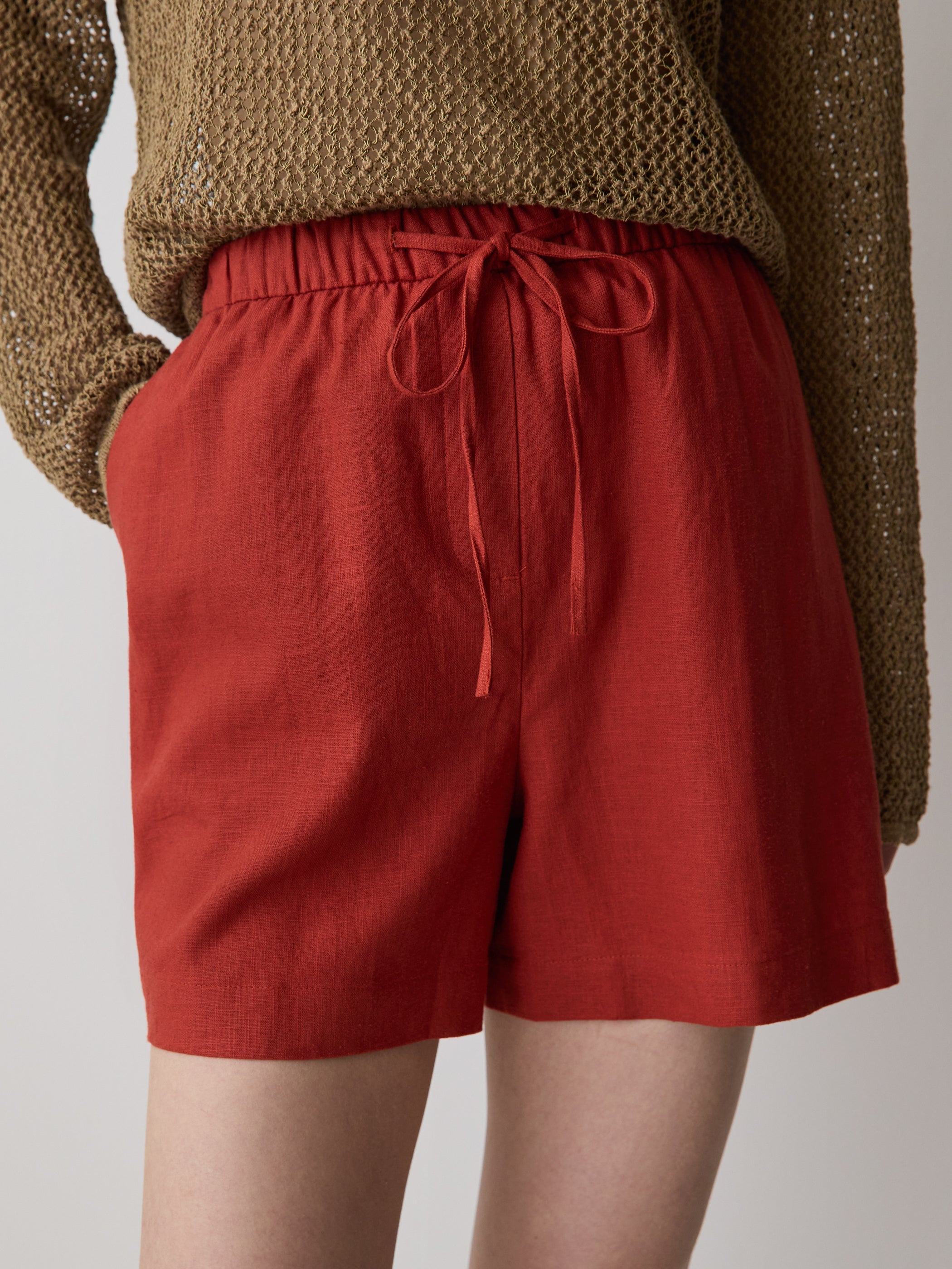 Linen-Blend Mid-Rise Pull-On Short rw&co Exclusive Sale Price