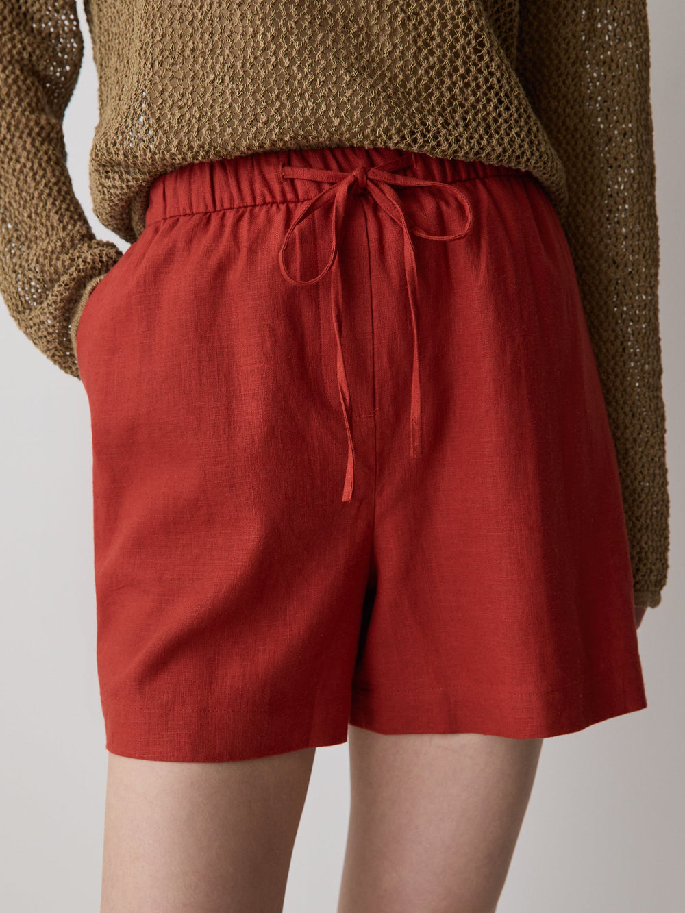 Linen-Blend Mid-Rise Pull-On Short rw&co Exclusive Sale Price