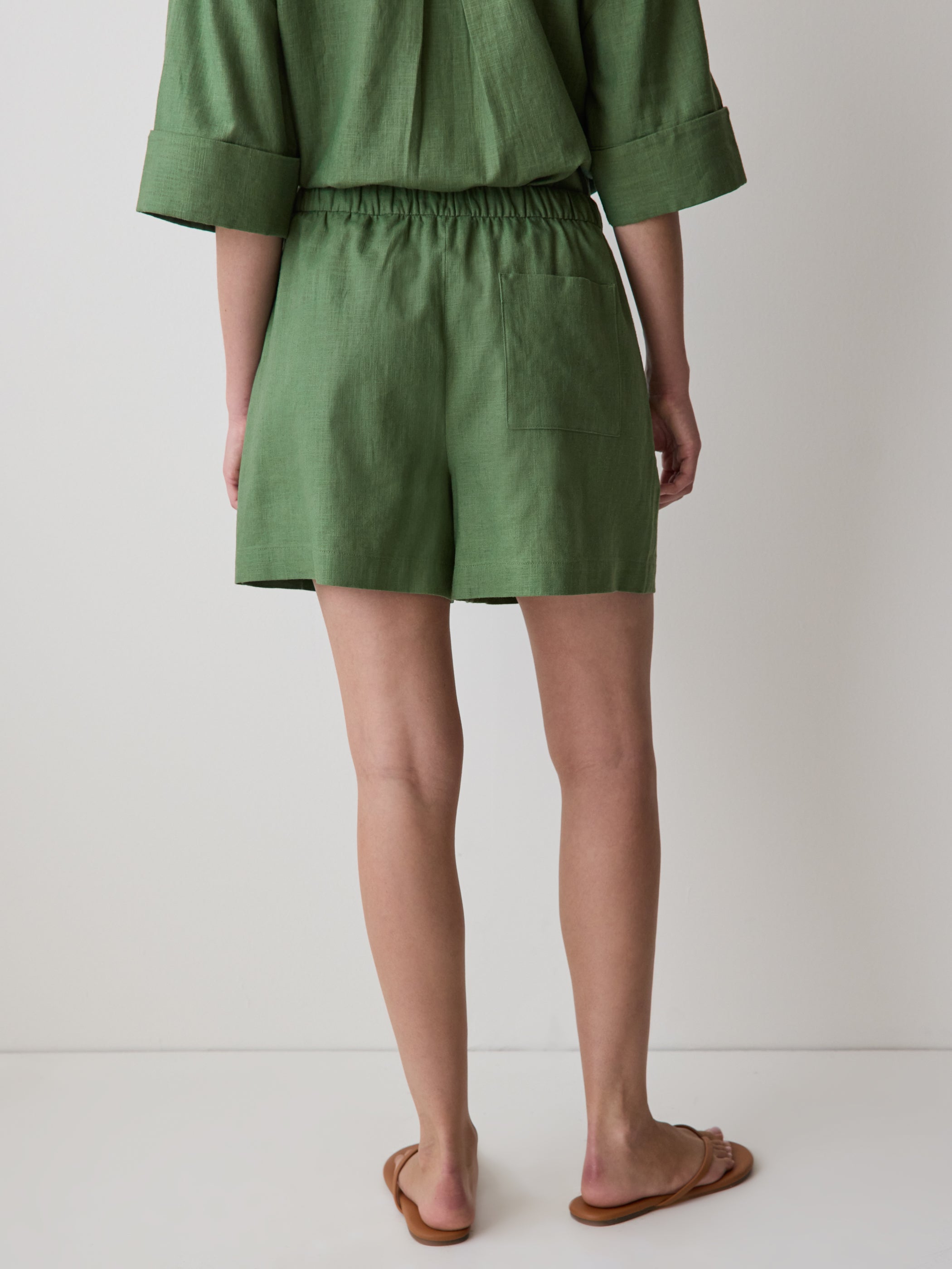 Linen-Blend Mid-Rise Pull-On Short rw&co Exclusive Sale Price