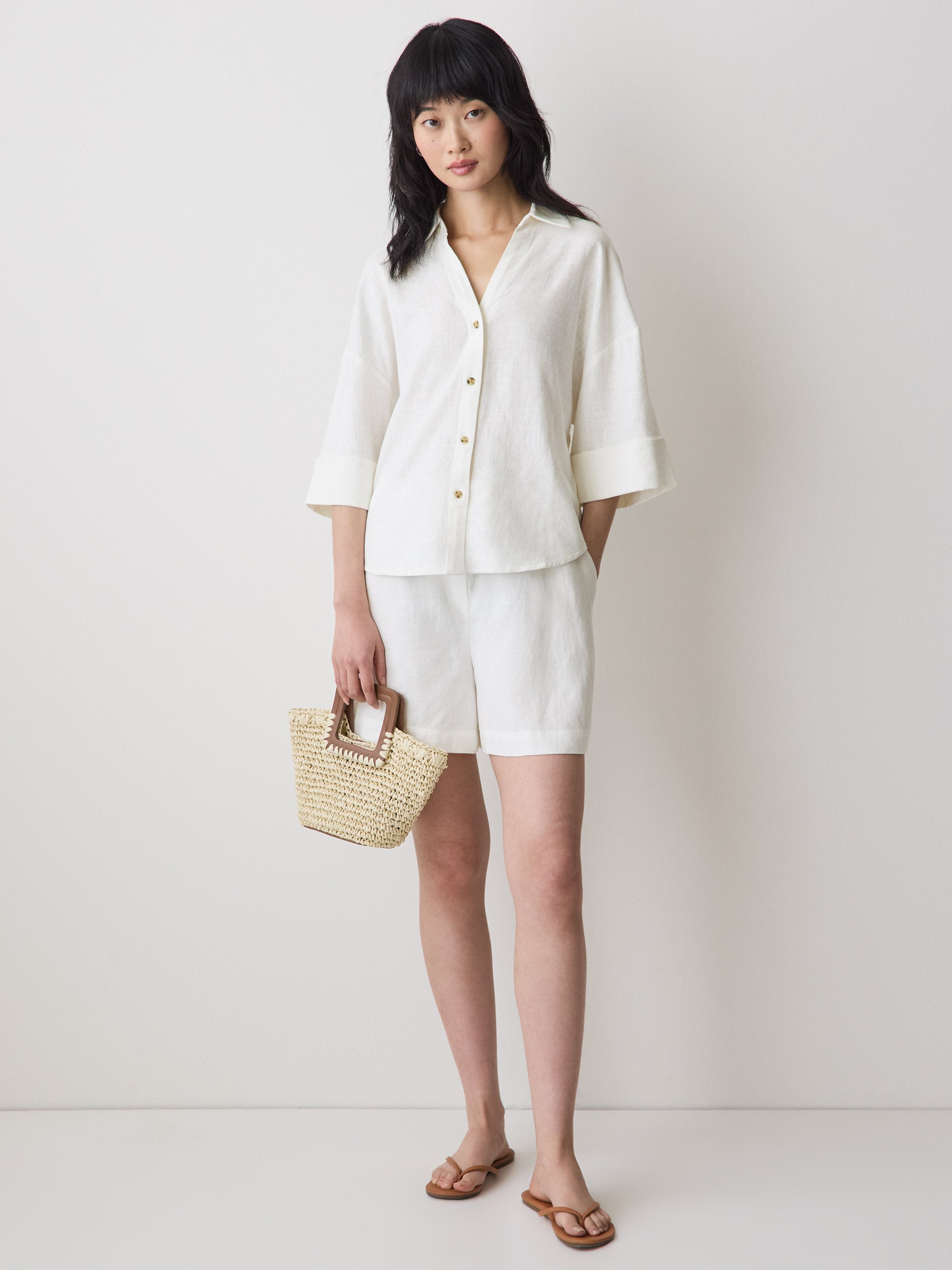 Linen Mid-Rise Pull-On Short rw&co Special Promo Price