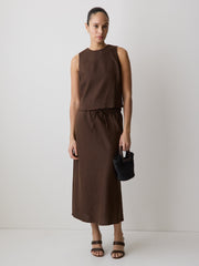 Linen-Blend Straight Midi Skirt rw&co Great Value Deal