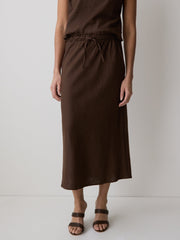 Linen-Blend Straight Midi Skirt rw&co Great Value Deal