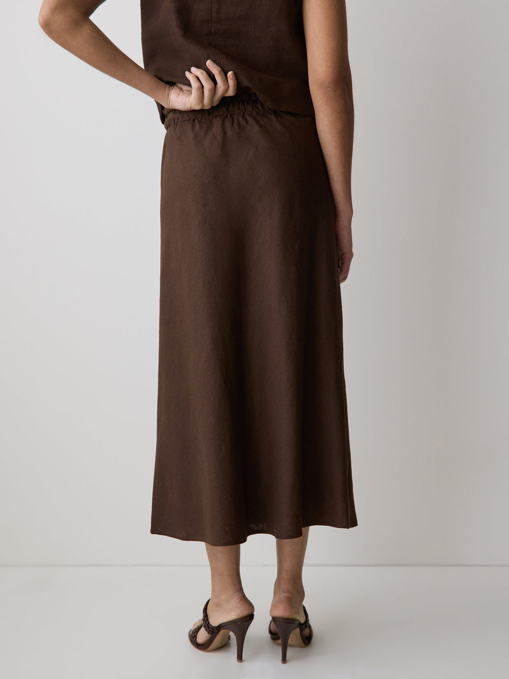 Linen-Blend Straight Midi Skirt rw&co Great Value Deal