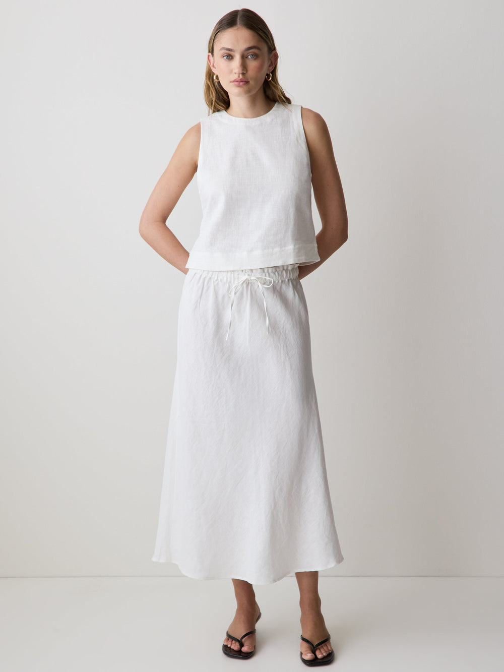 Linen Straight Midi Skirt rw&co Special Promo Price