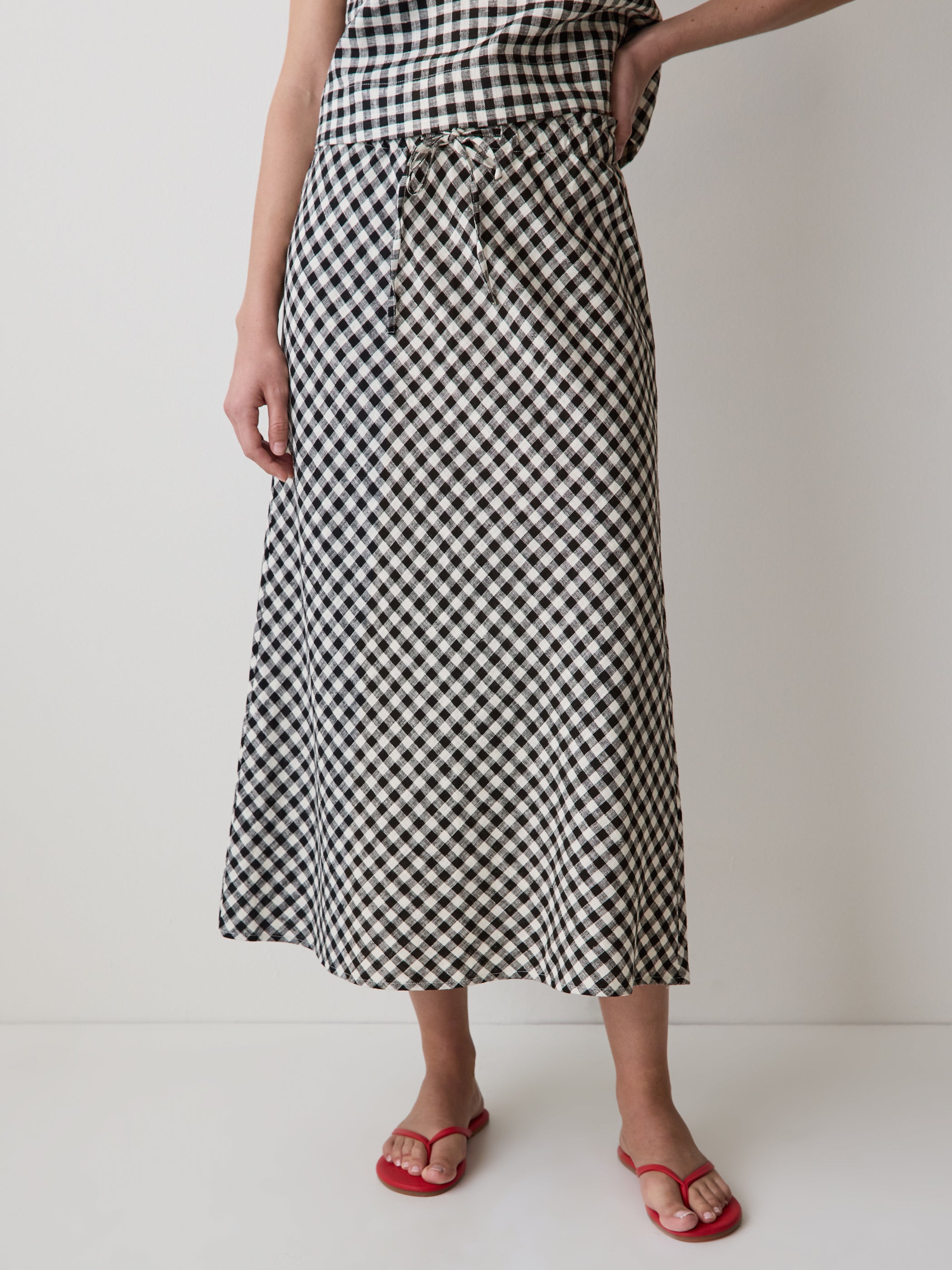 Linen-Blend Straight Midi Skirt rw&co On Sale
