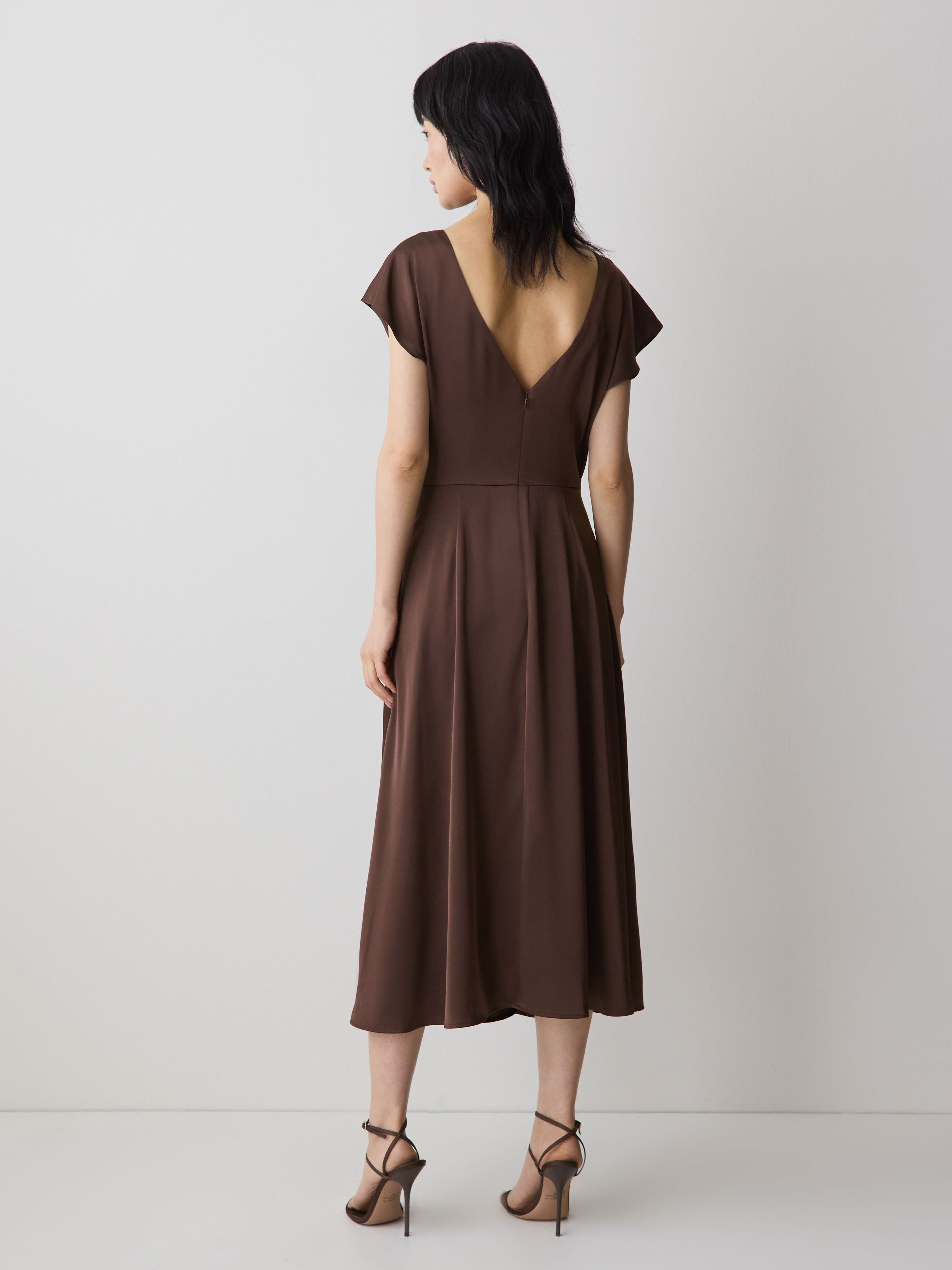 Short-Sleeve Cocktail Midi Dress with Draped Detail rw&co Great Value Deal