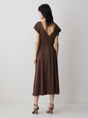Short-Sleeve Cocktail Midi Dress with Draped Detail rw&co Great Value Deal