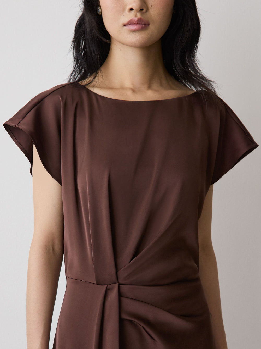 Short-Sleeve Cocktail Midi Dress with Draped Detail rw&co Great Value Deal