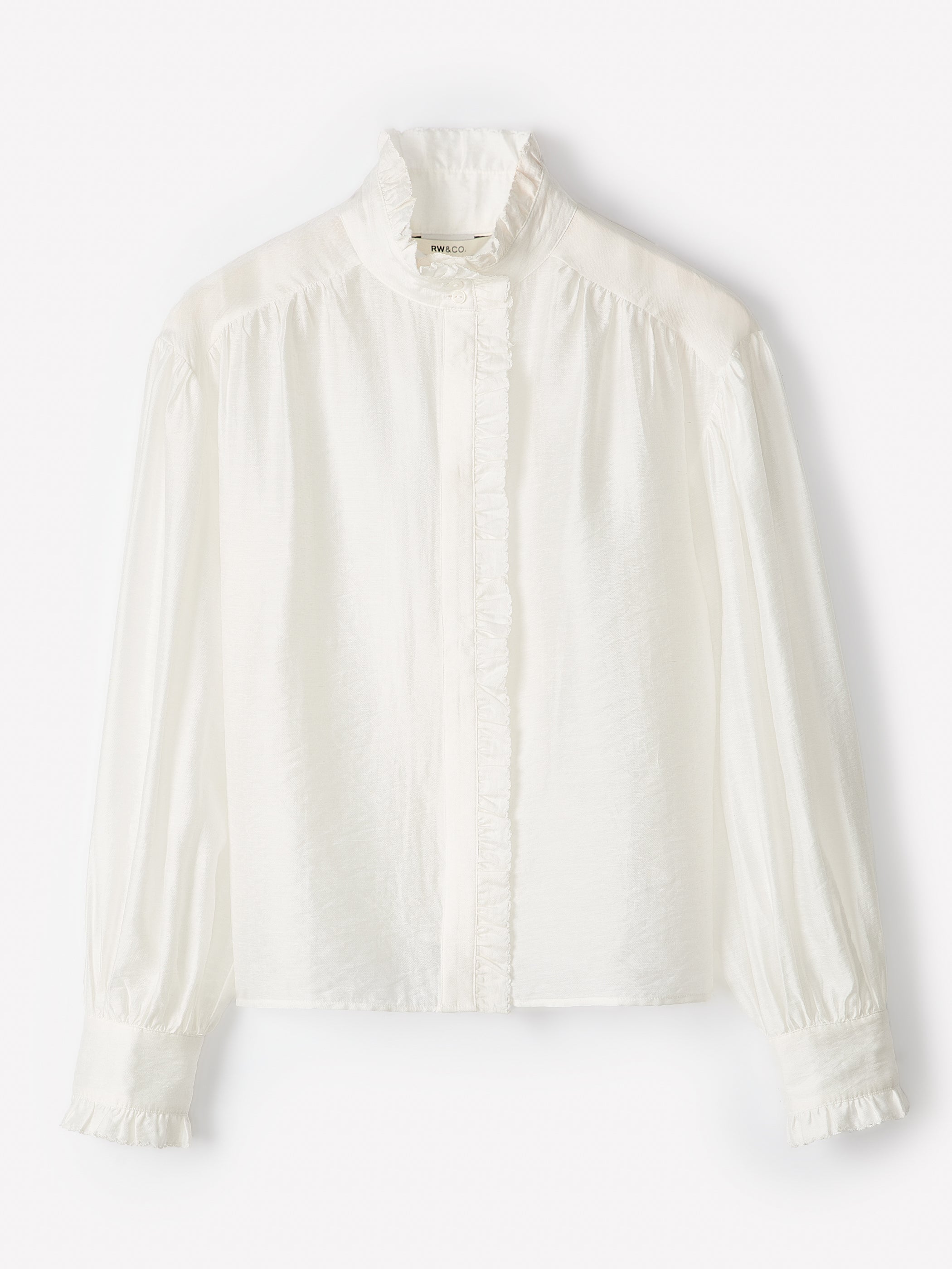 Long-Sleeve Crew-Neck Blouse with Ruffles rw&co Limited Time Discount